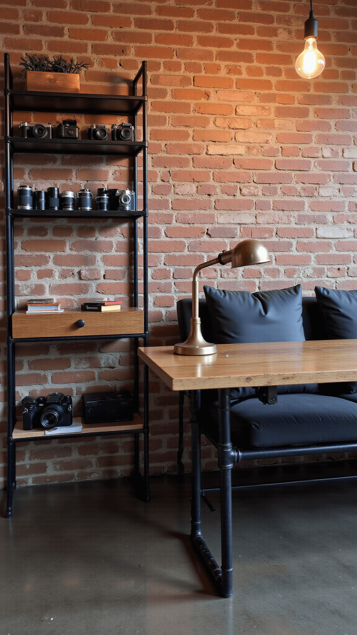 1063industrial Chic Brick Office Guestroom