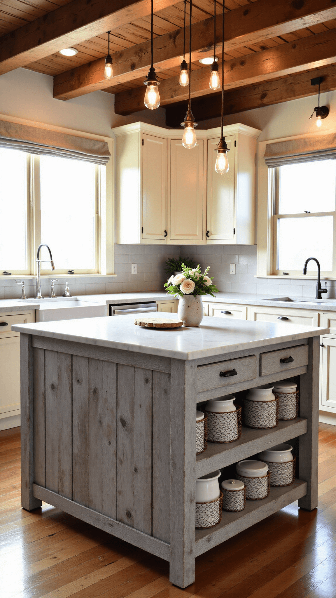 1576rustic Farmhouse Kitchen Sunlit Island