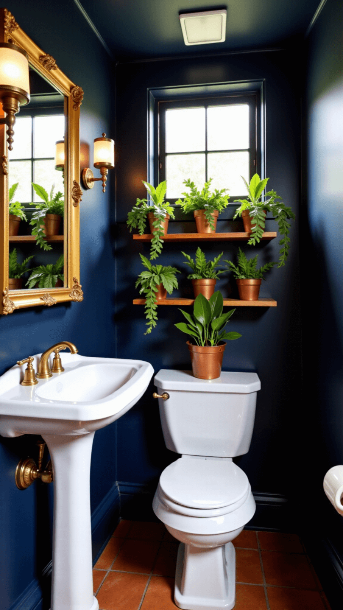 Creating Your Bathroom Oasis: A Guide to Humidity-Loving Plants 2669moody Navy Botanical Powder Room