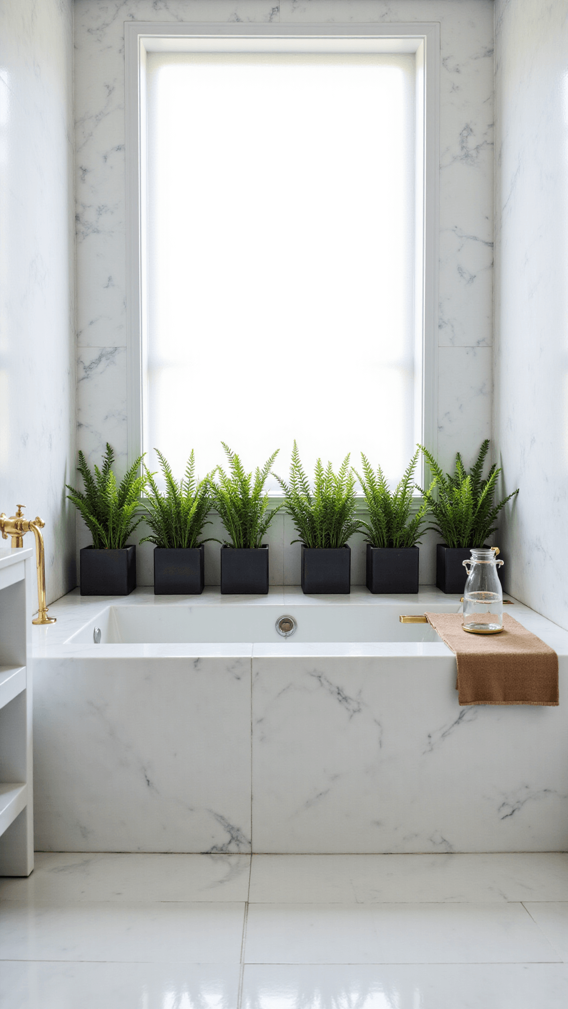 Creating Your Bathroom Oasis: A Guide to Humidity-Loving Plants 2673modern Spa Marble Bath Ferns