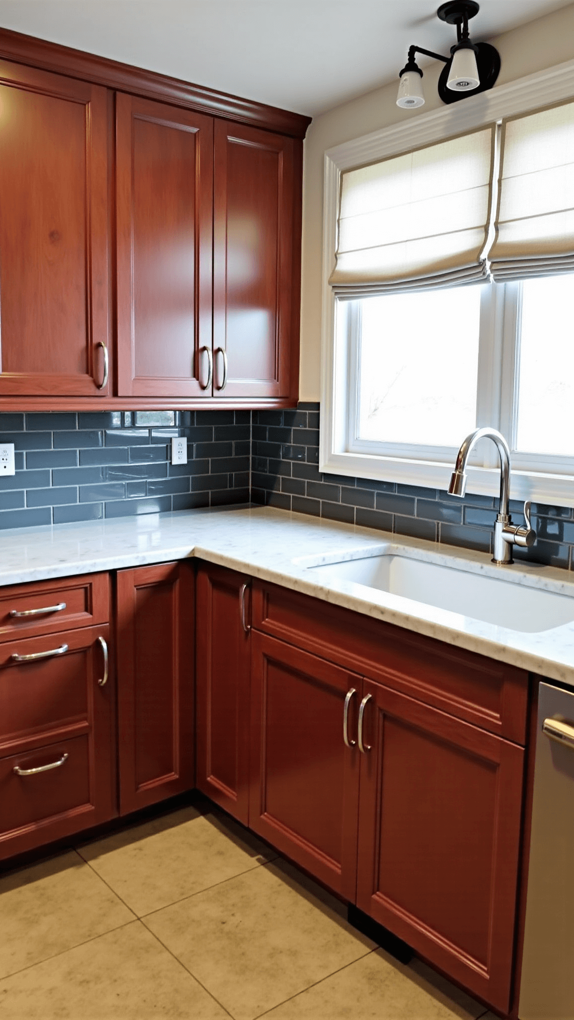 3098transitional Red Oak Kitchen Corner View