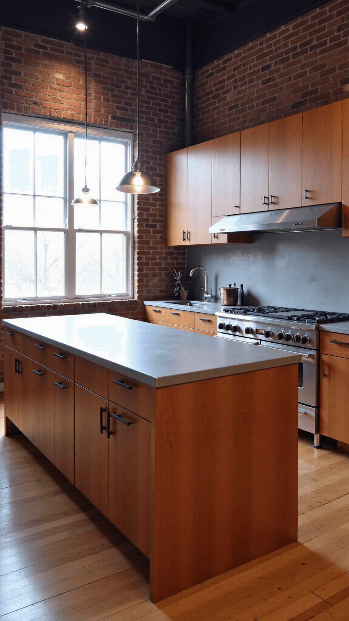 3102industrial Chic Oak Loft Kitchen