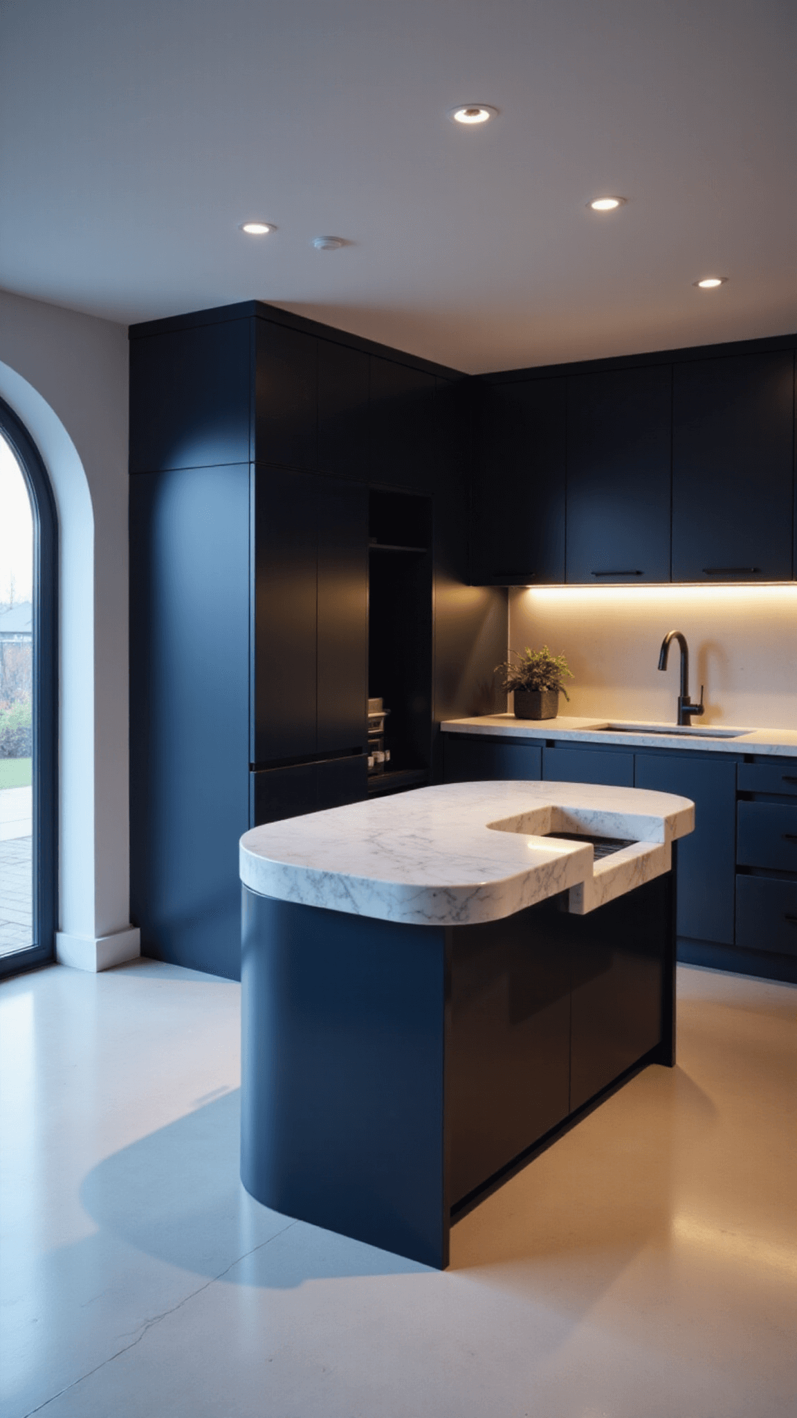 2025 Kitchen Trends: Transforming Culinary Spaces with Style and Functionality 3210modern Curved Navy Kitchen Dawn