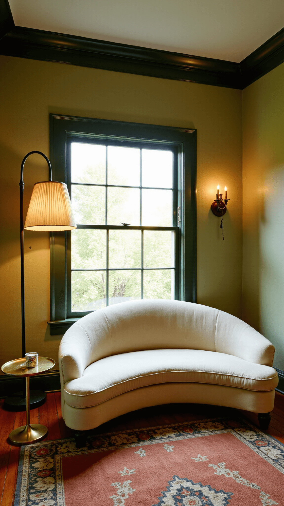 2025 Interior Design Trends: Creating Spaces with Soul and Character 3225sunlit Forest Green Livingroom Golden Hour