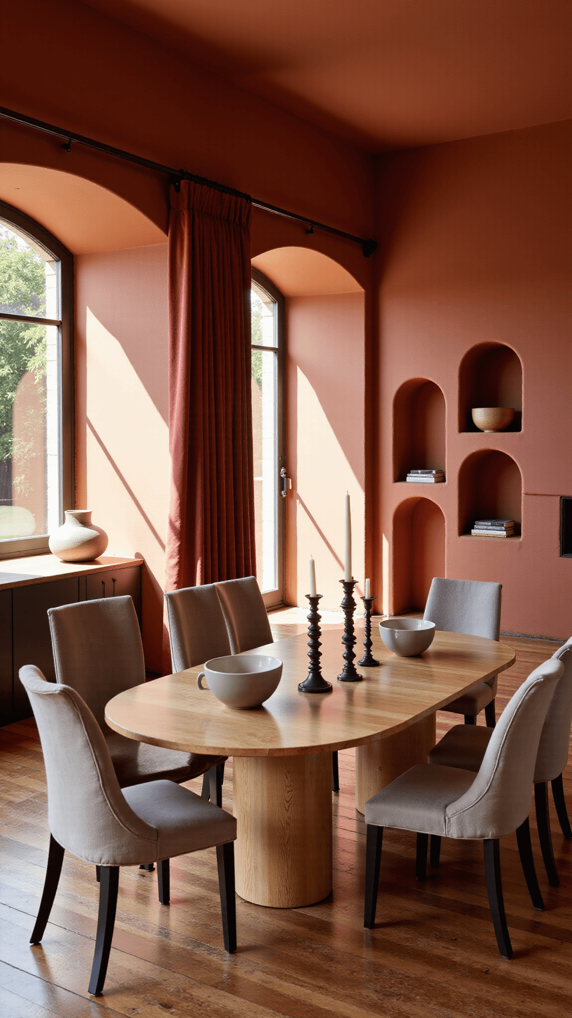 2025 Interior Design Trends: Creating Spaces with Soul and Character 3228terracotta Dining Room Arched Light