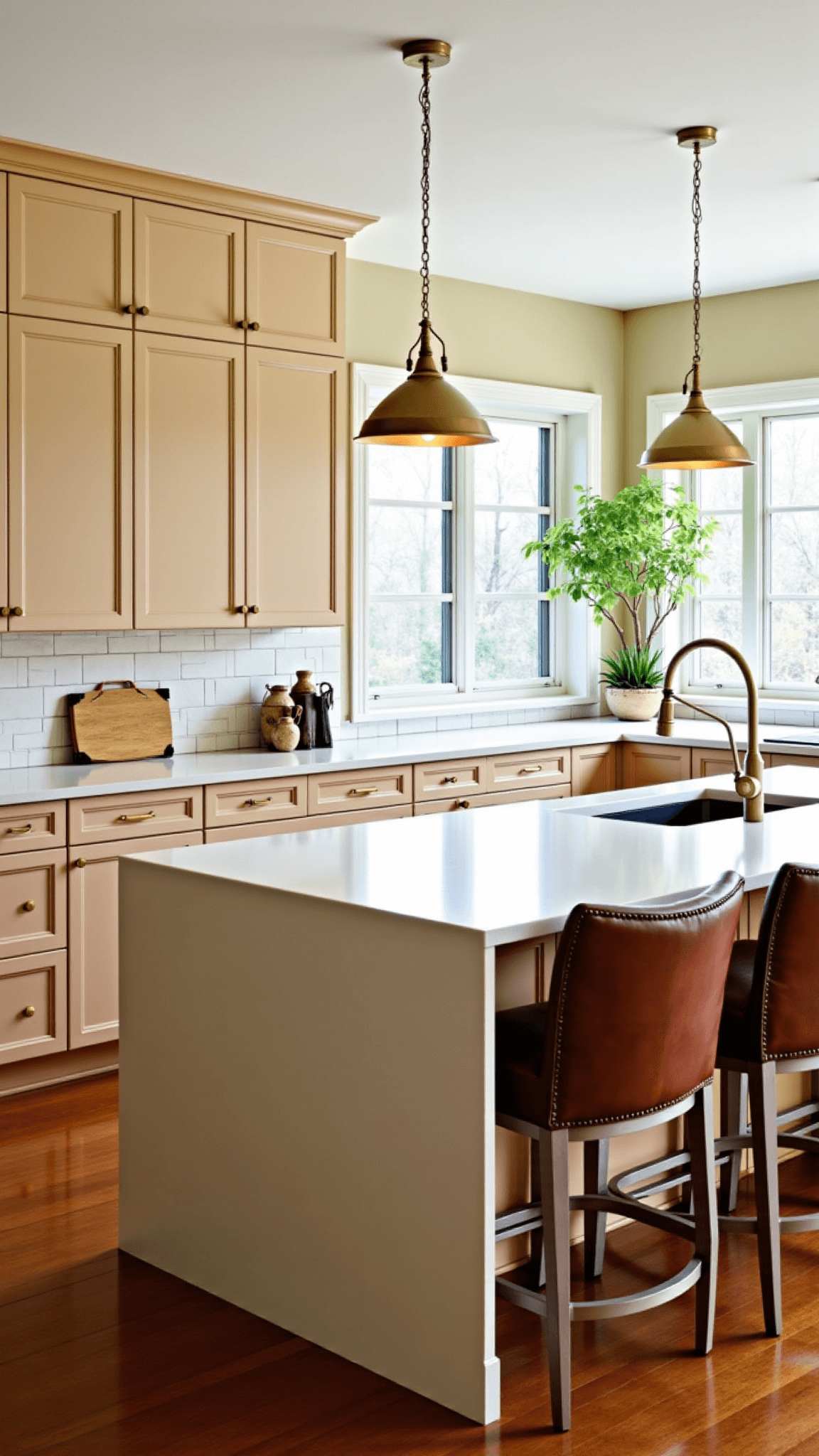 3267modern Sunlit Kitchen Honey Cabinets