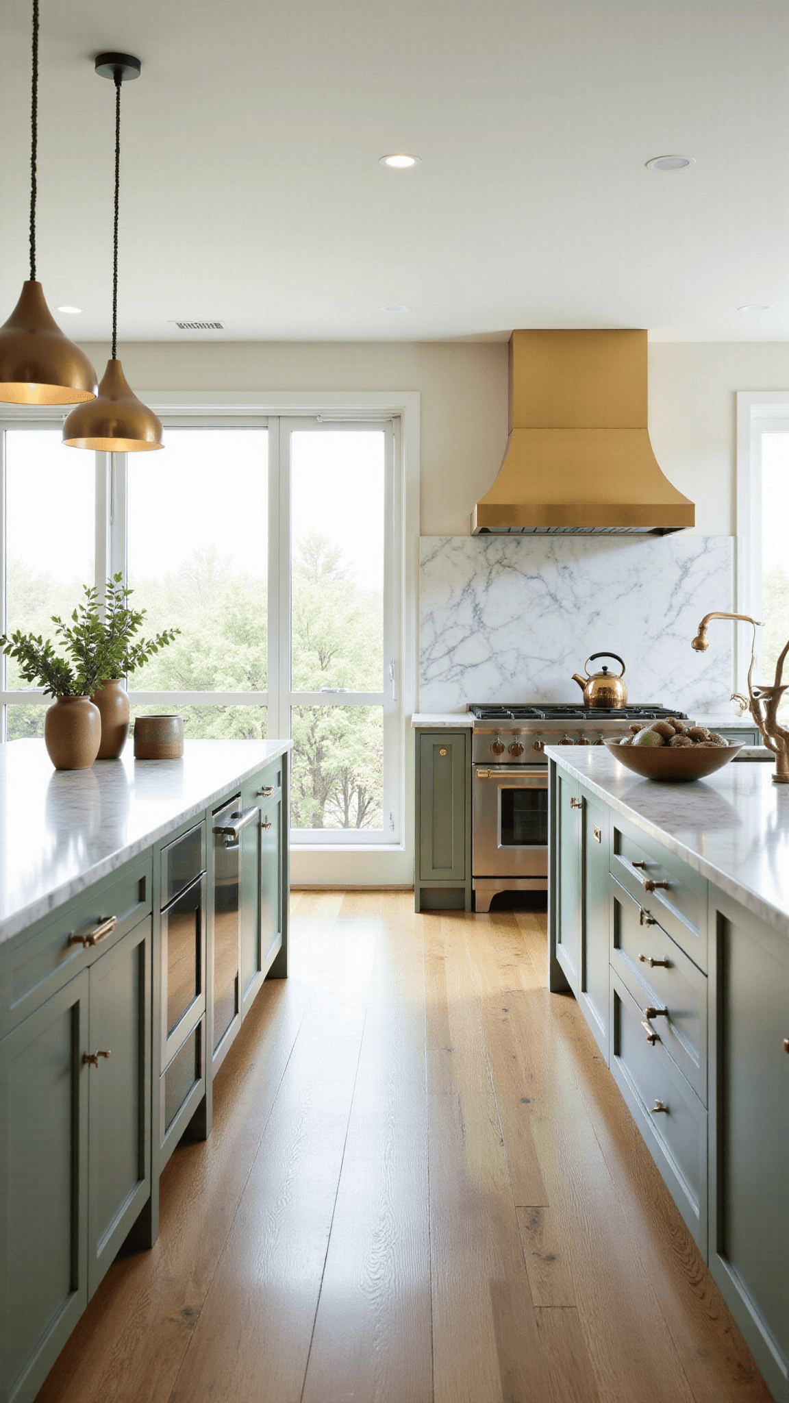 3309modern Sage Kitchen Sunlit