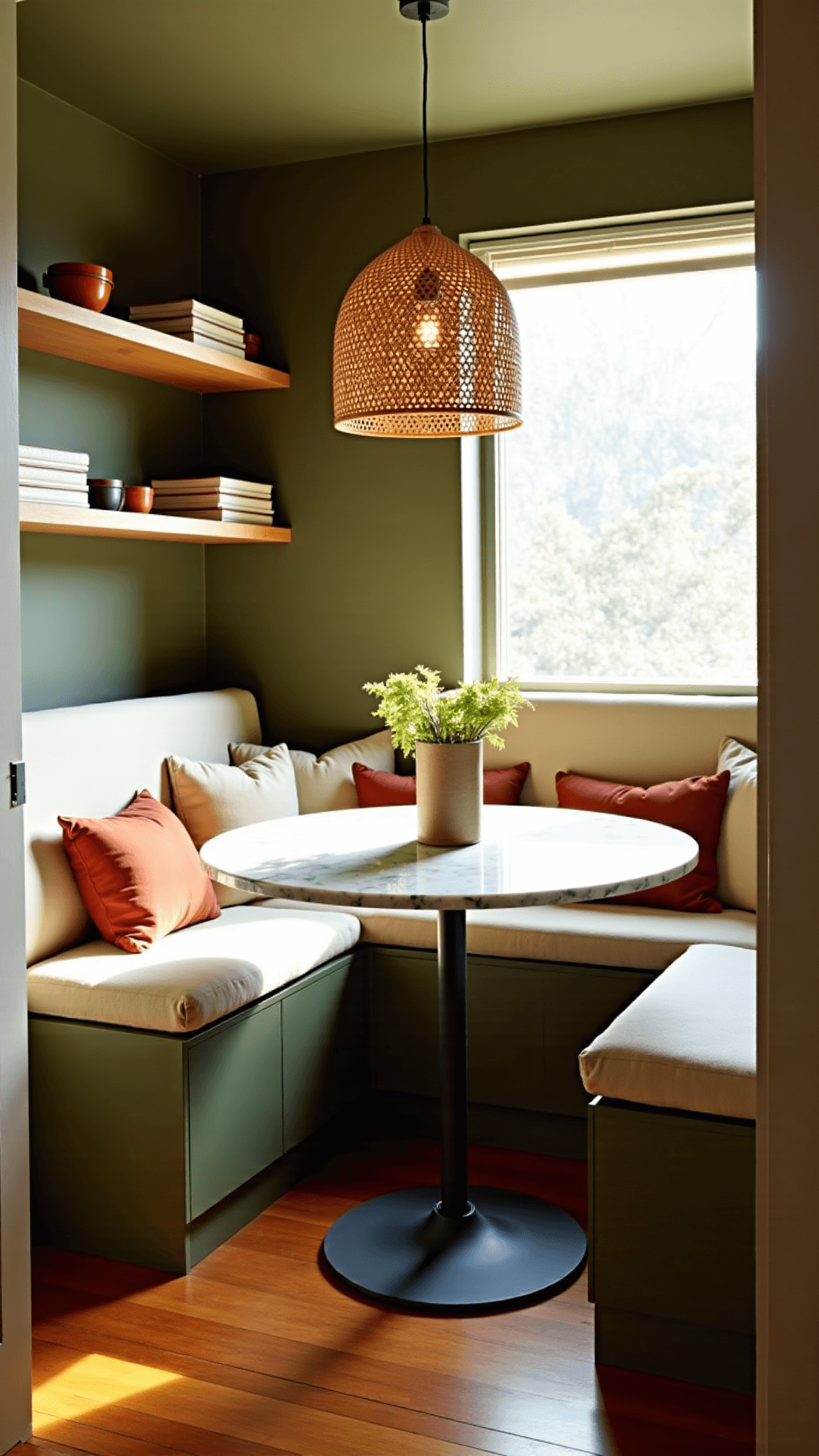 3311sunny Breakfast Nook Olive Cabinets
