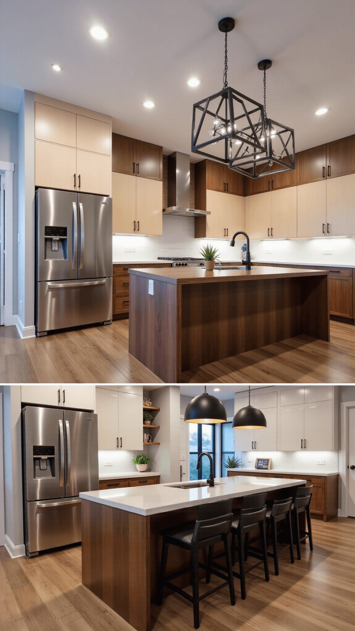 3346modern Two Tone Kitchen Birch Walnut Evening