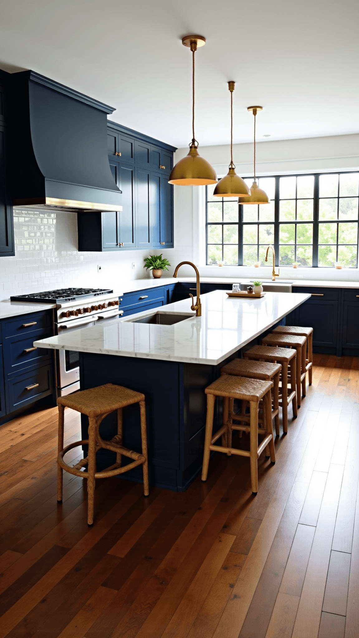 3351luxury Navy Marble Kitchen Sunlit