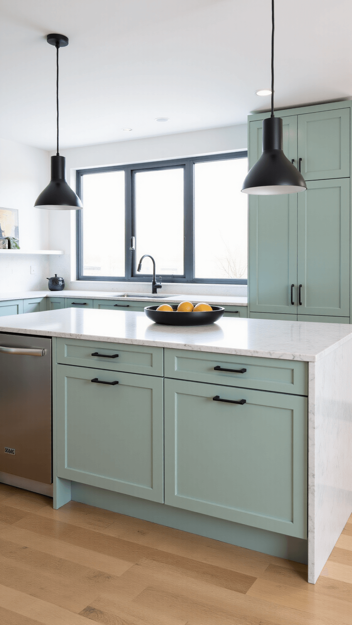 3363modern Sage Kitchen Minimal Light