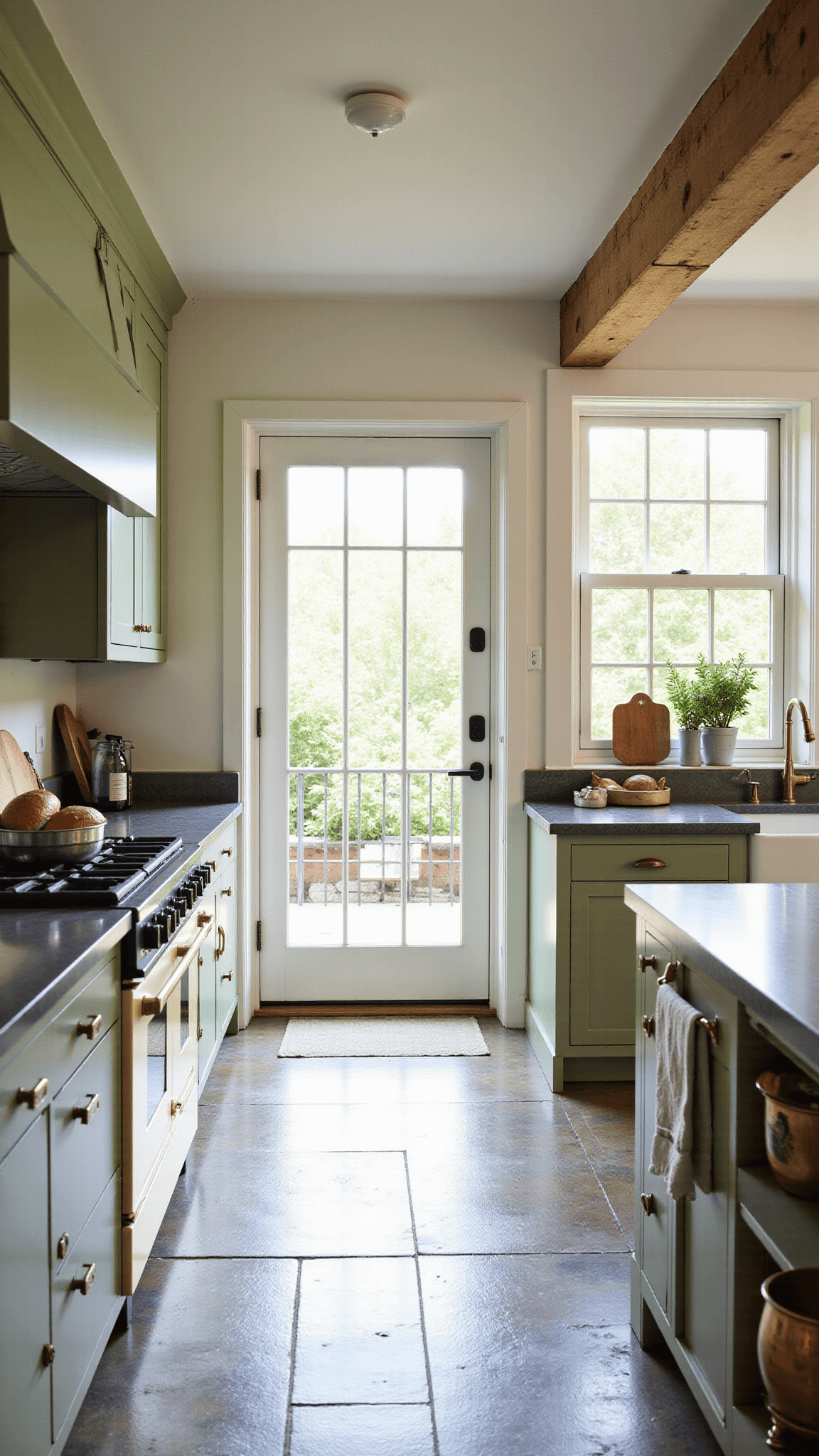 3364english Country Kitchen Sage Aga Morning