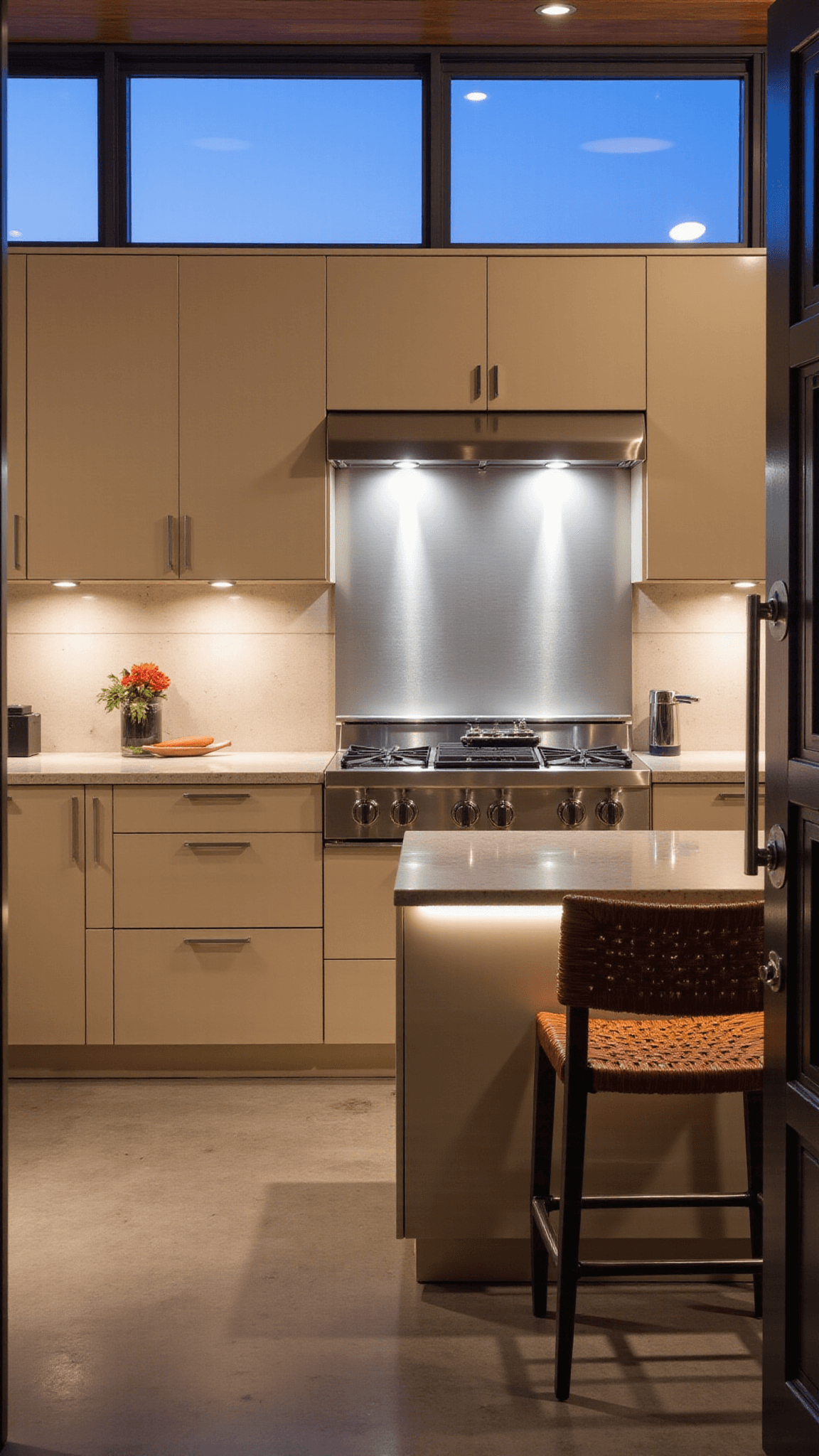 3369modern Beige Kitchen Dusk Lighting