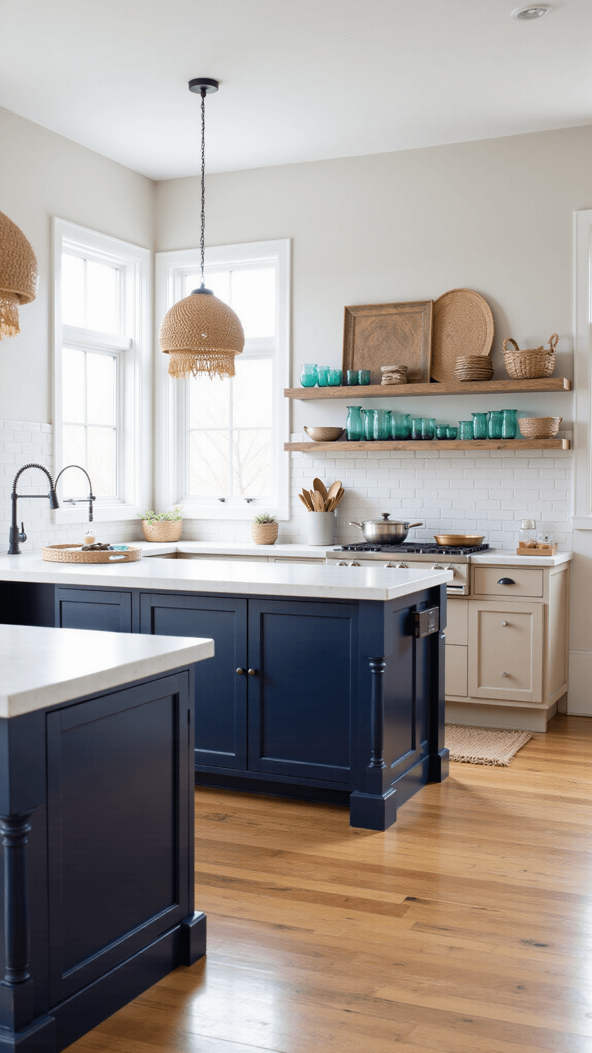 3370coastal Kitchen Beige Navy Natural Light