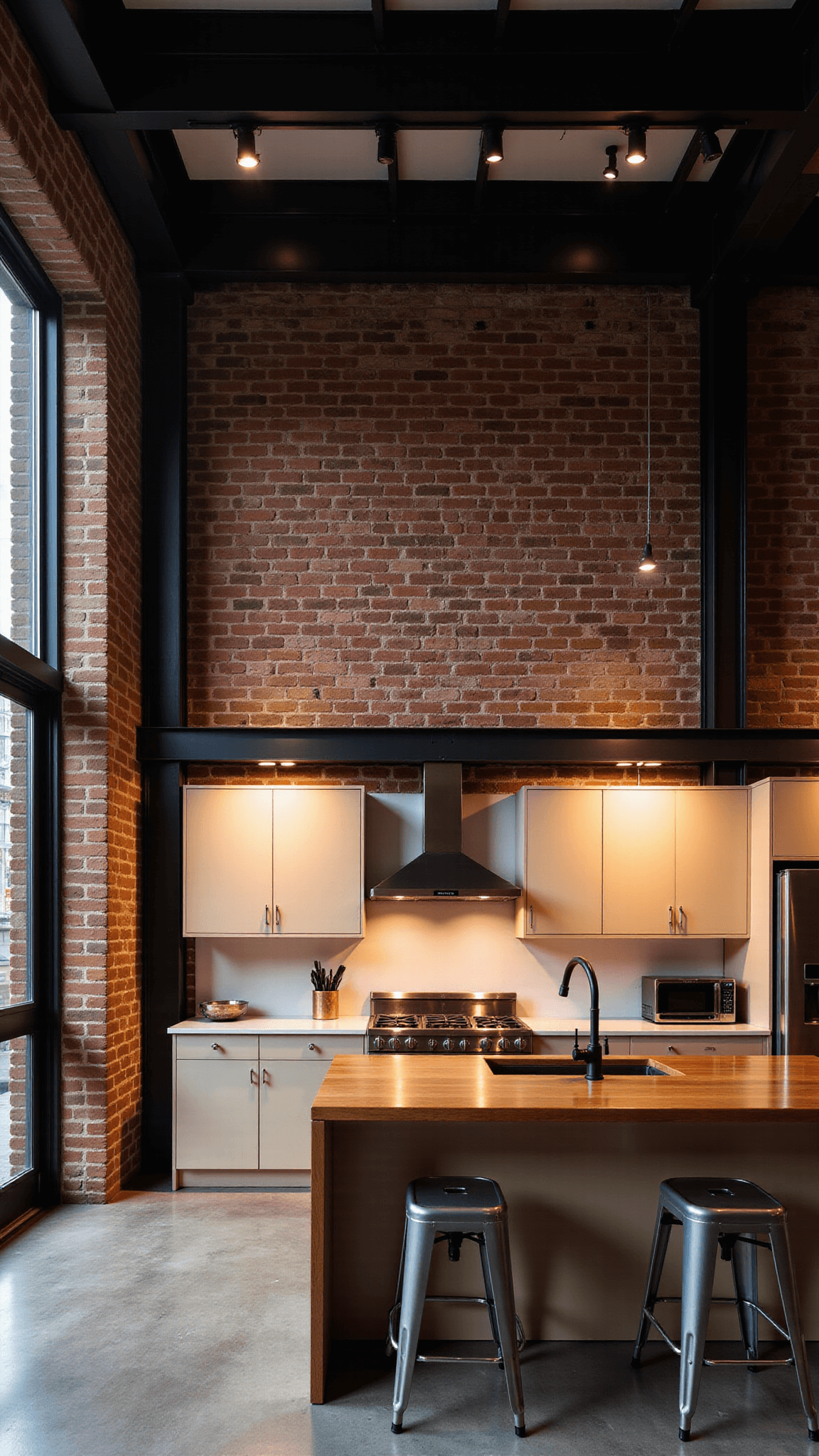 3371industrial Loft Kitchen Evening Mood