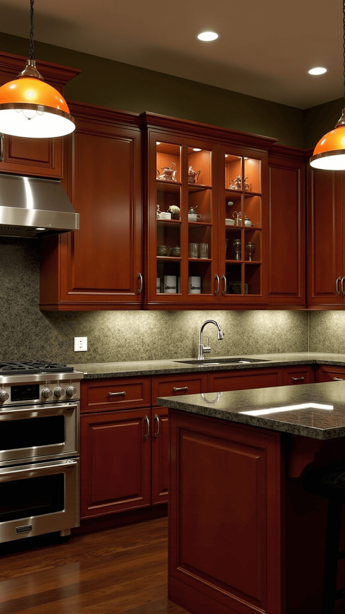 3380intimate Evening Kitchen Cherry Granite