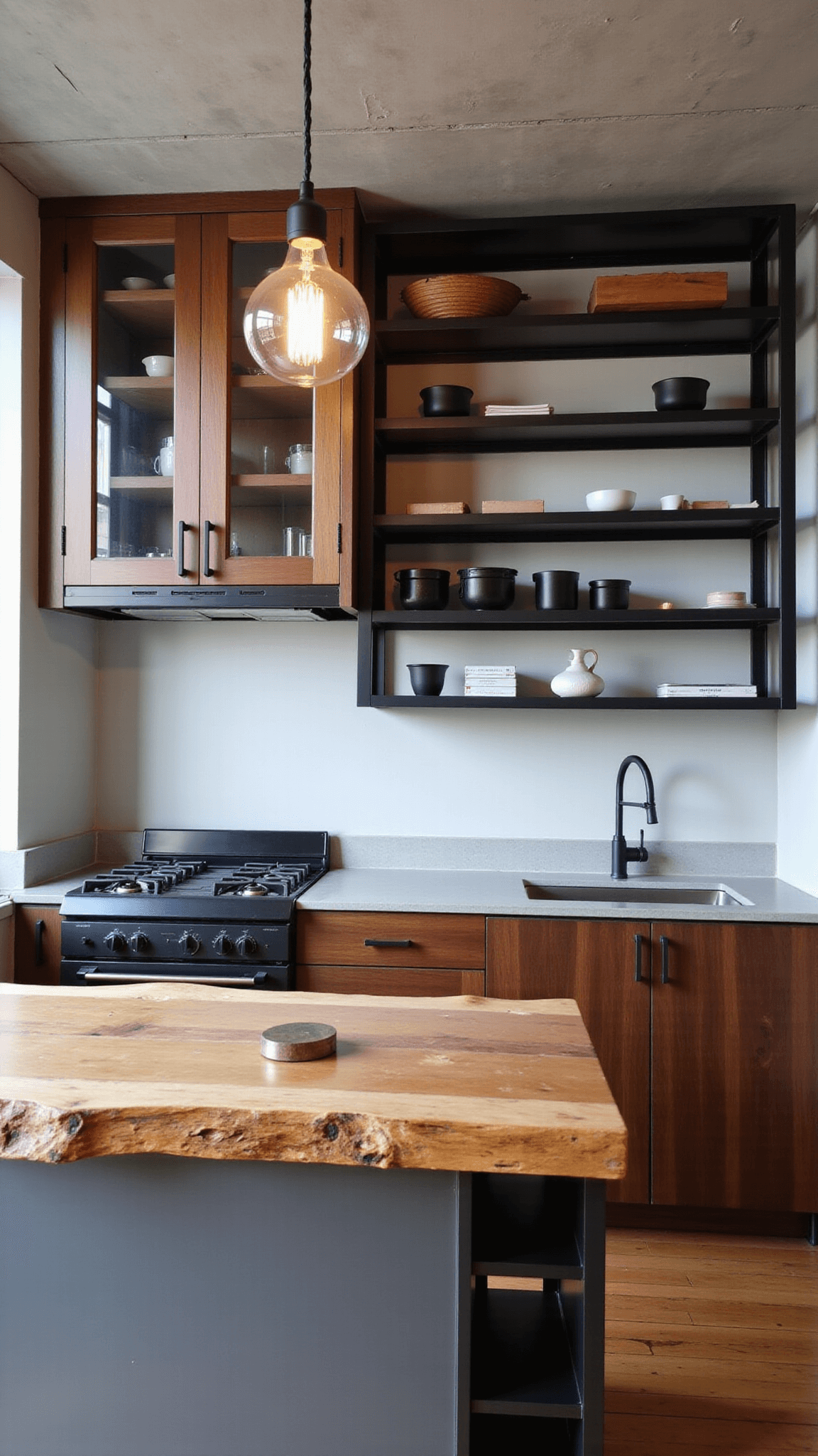 3383modern Industrial Walnut Kitchen Concrete