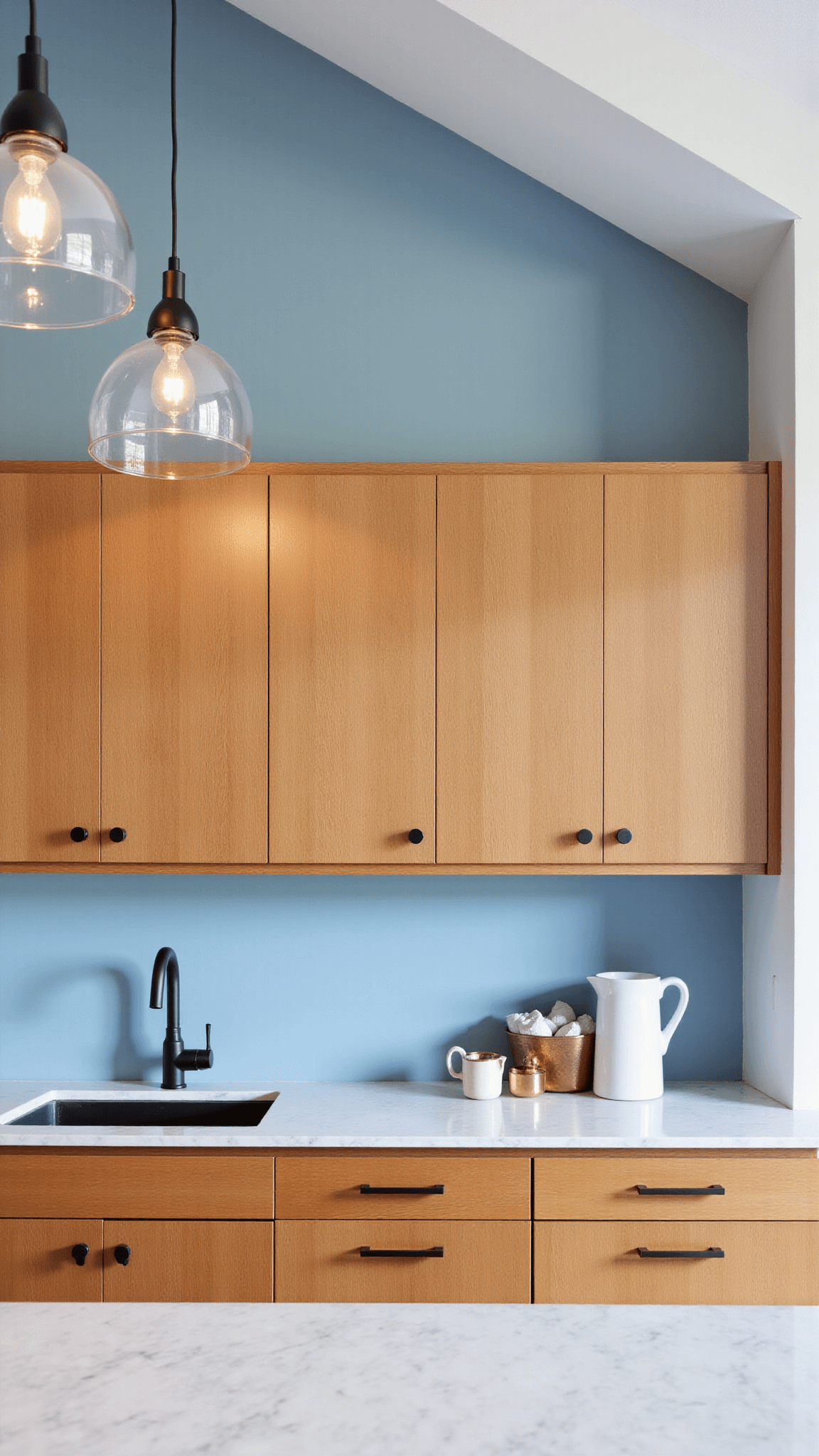 3413modern Oak Blue Kitchen Lighting
