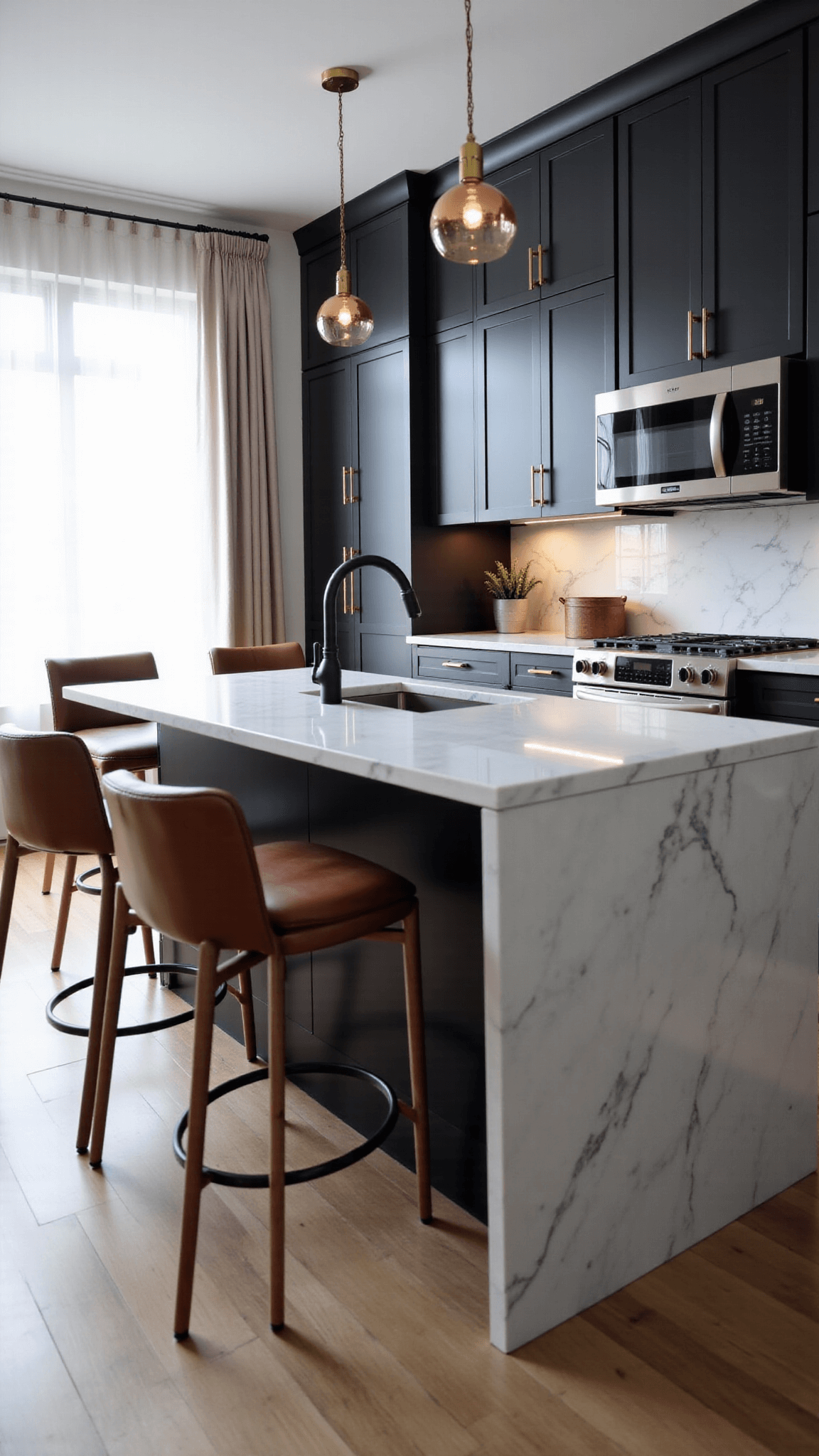 3419modern Luxury Kitchen Marble Charcoal
