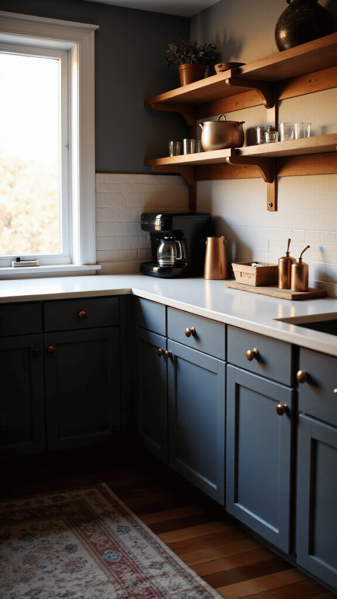 3422cozy Grey Kitchen Corner Golden Light