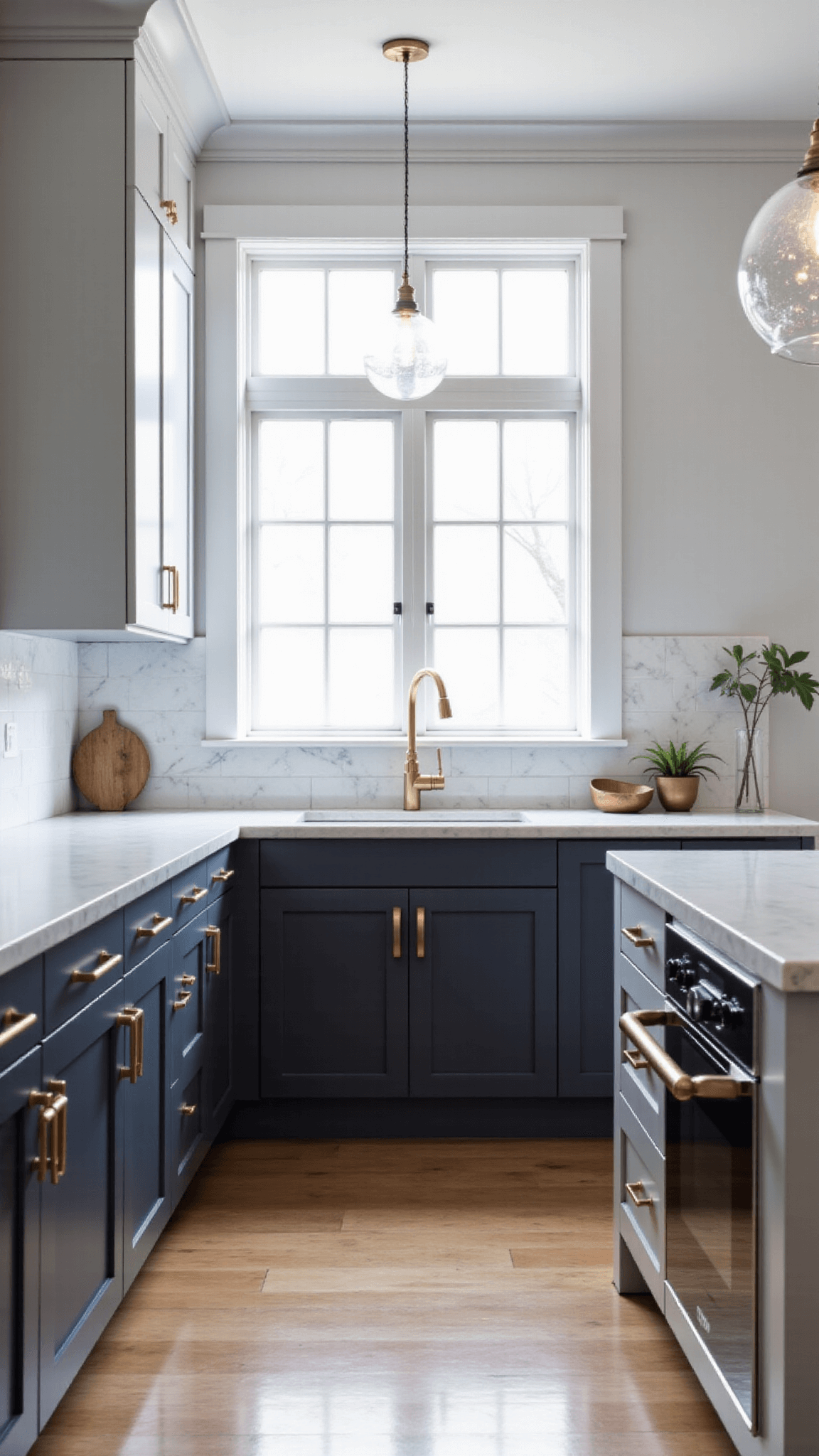 3423modern Grey Kitchen Marble Gold Accents