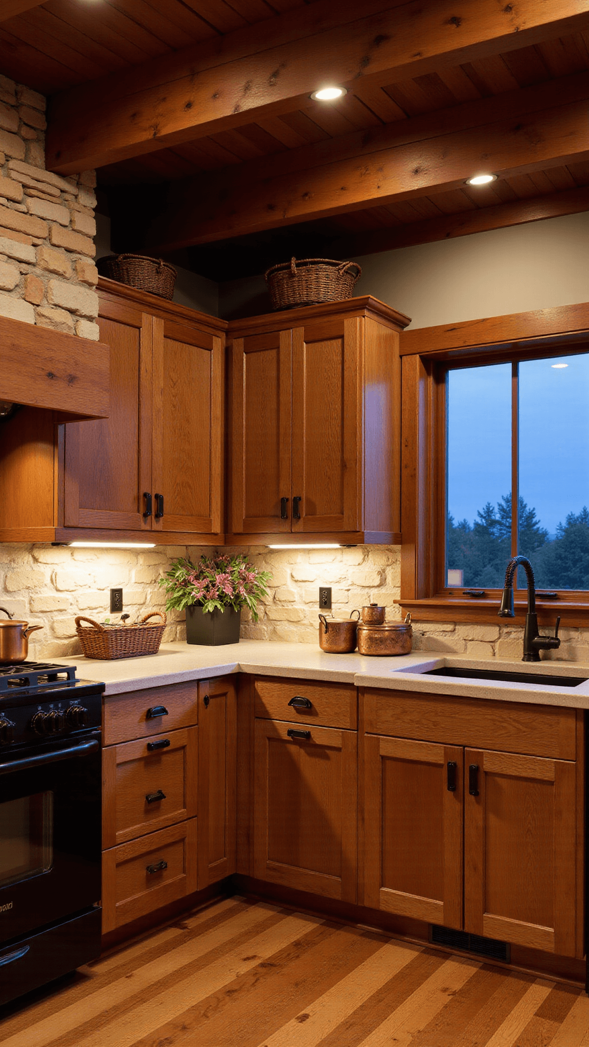 3429rustic Twilight Kitchen Cabin