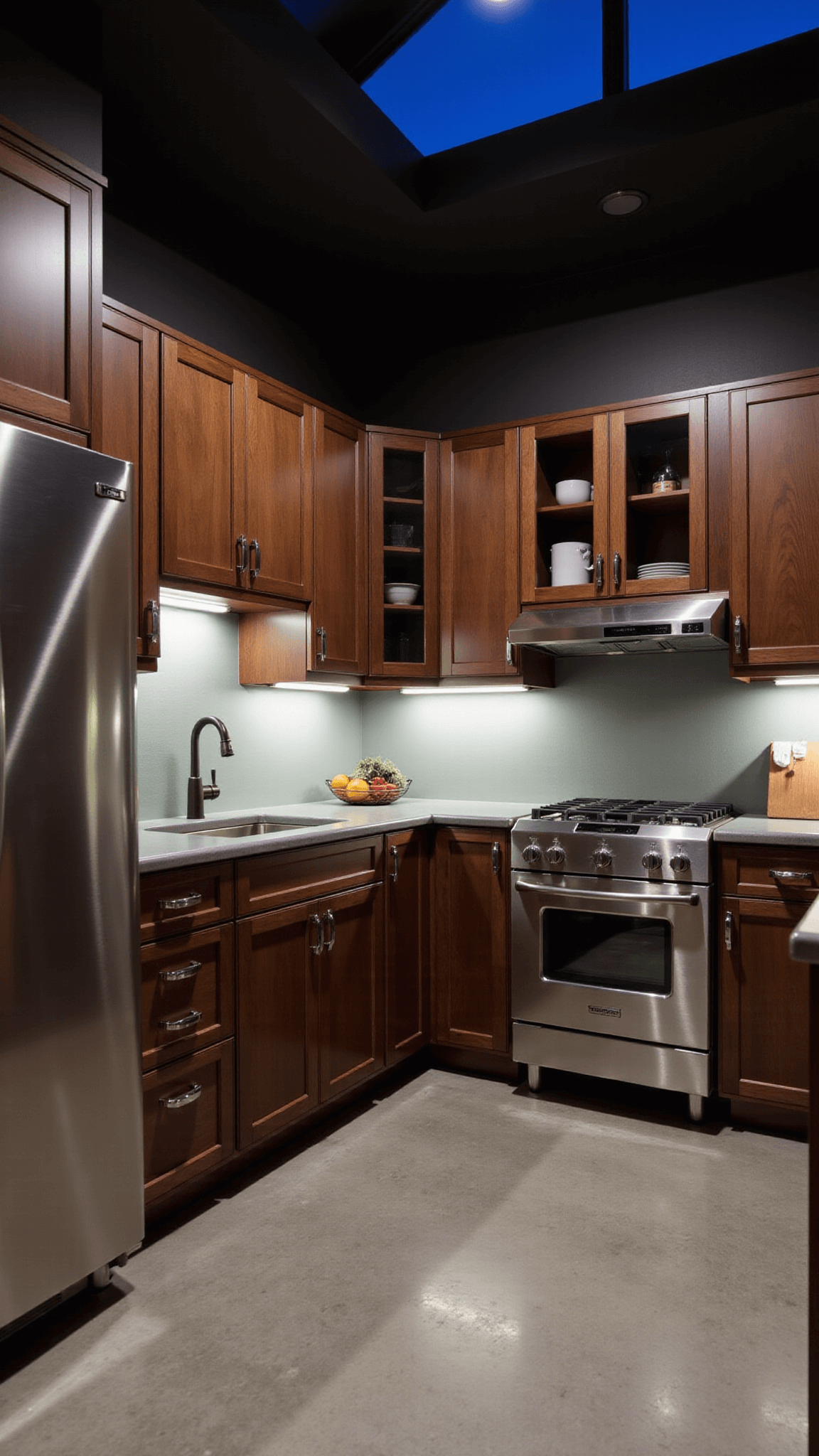 3451industrial Modern Walnut Kitchen Dusk