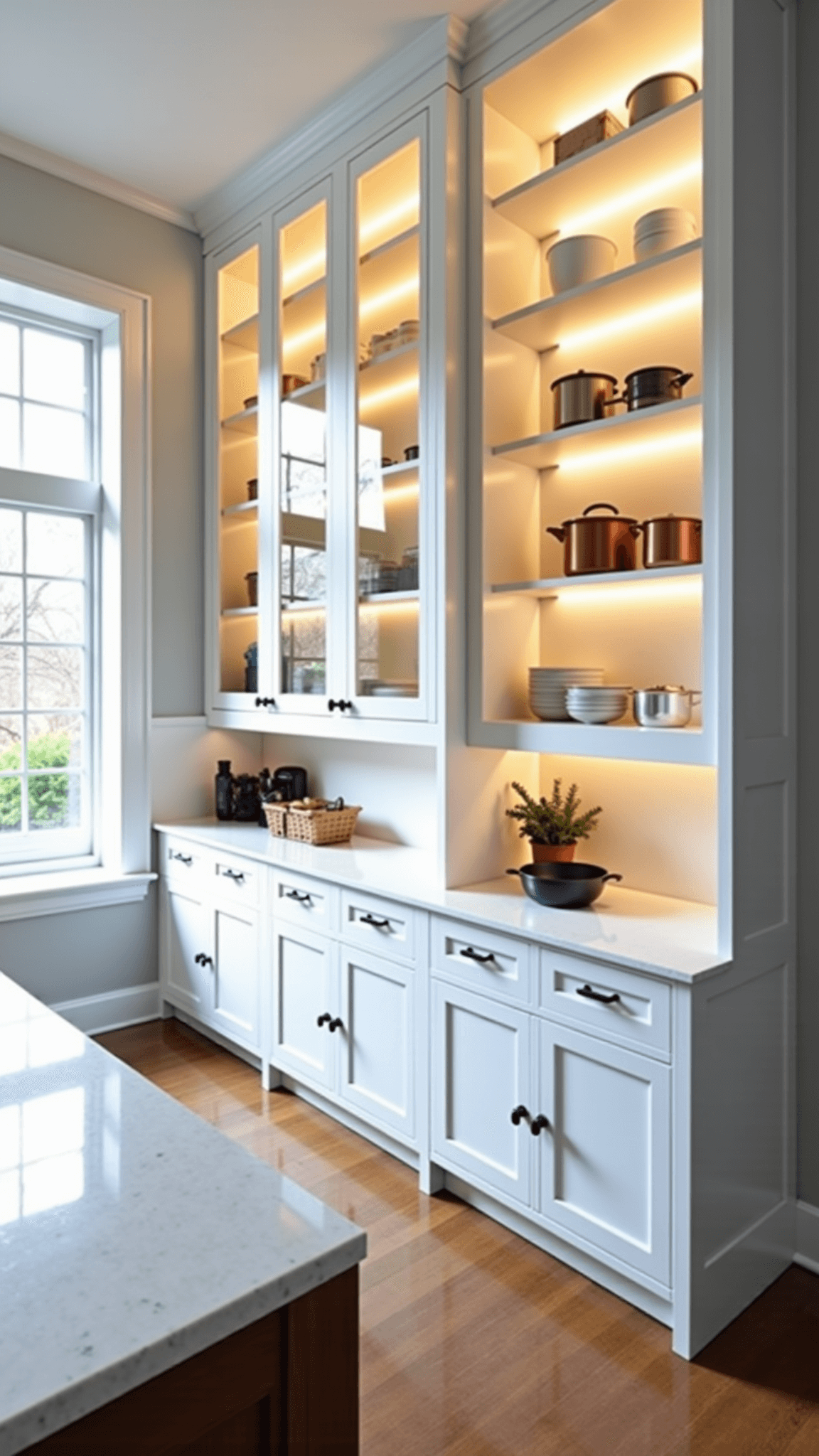 3460modern Scandinavian Kitchen Glass Cabinets
