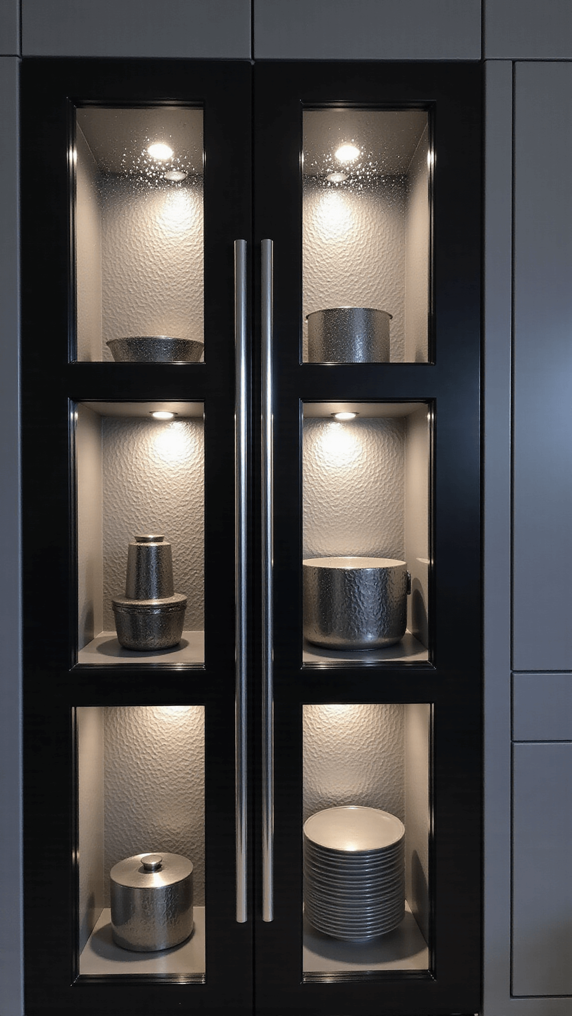 3462modern Textured Glass Kitchen Night