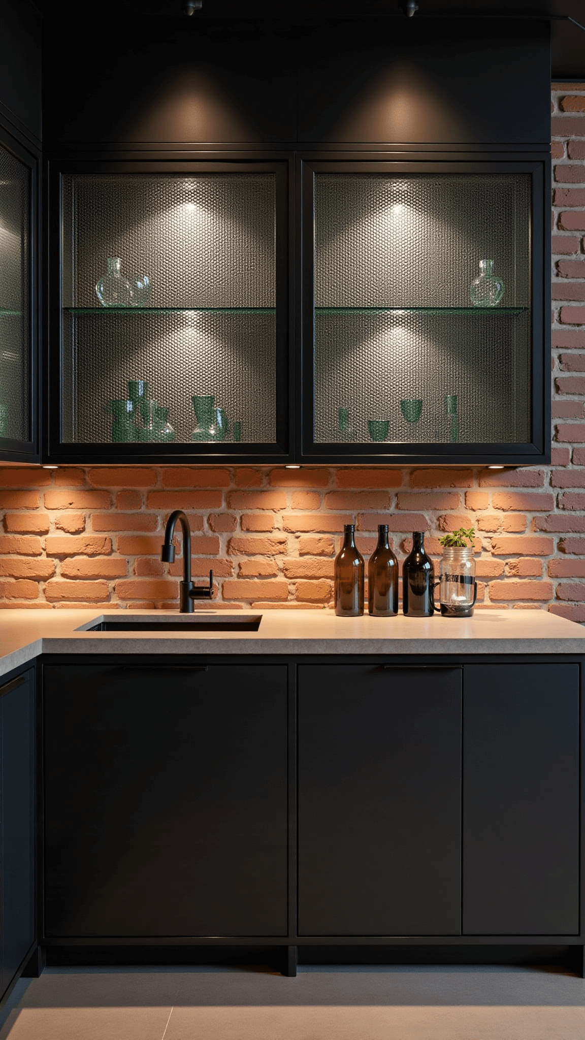 3465industrial Glass Cabinet Kitchen Moody