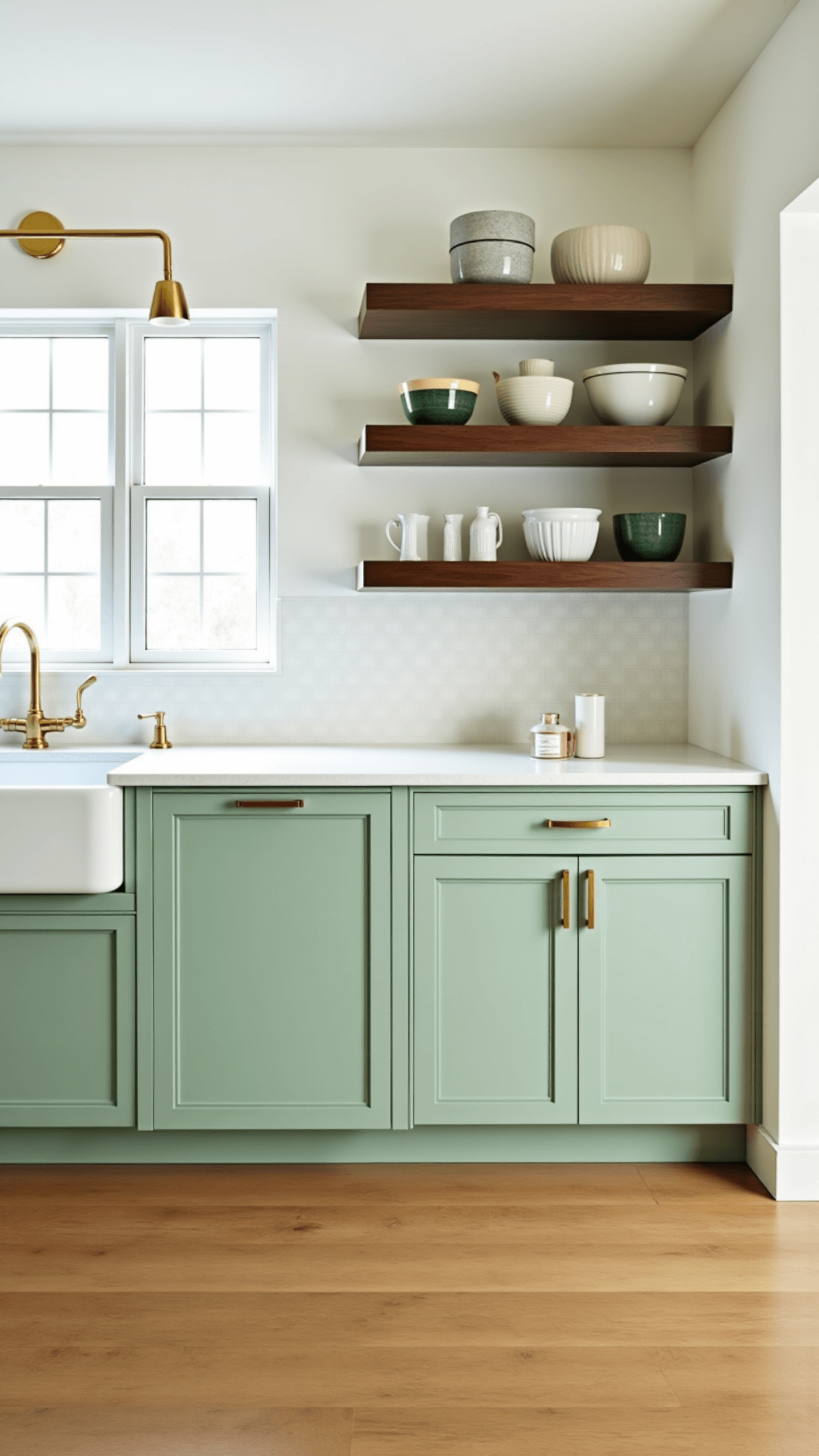 3467sage Green Modern Kitchen Sunlit