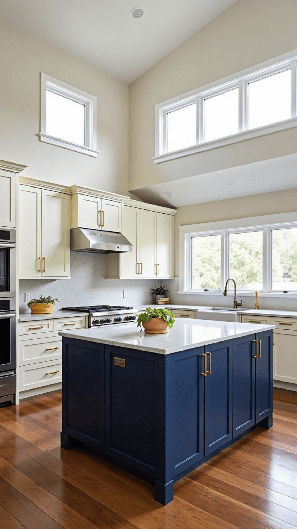 3484modern Open Lshaped Kitchen Dine Navy Cream