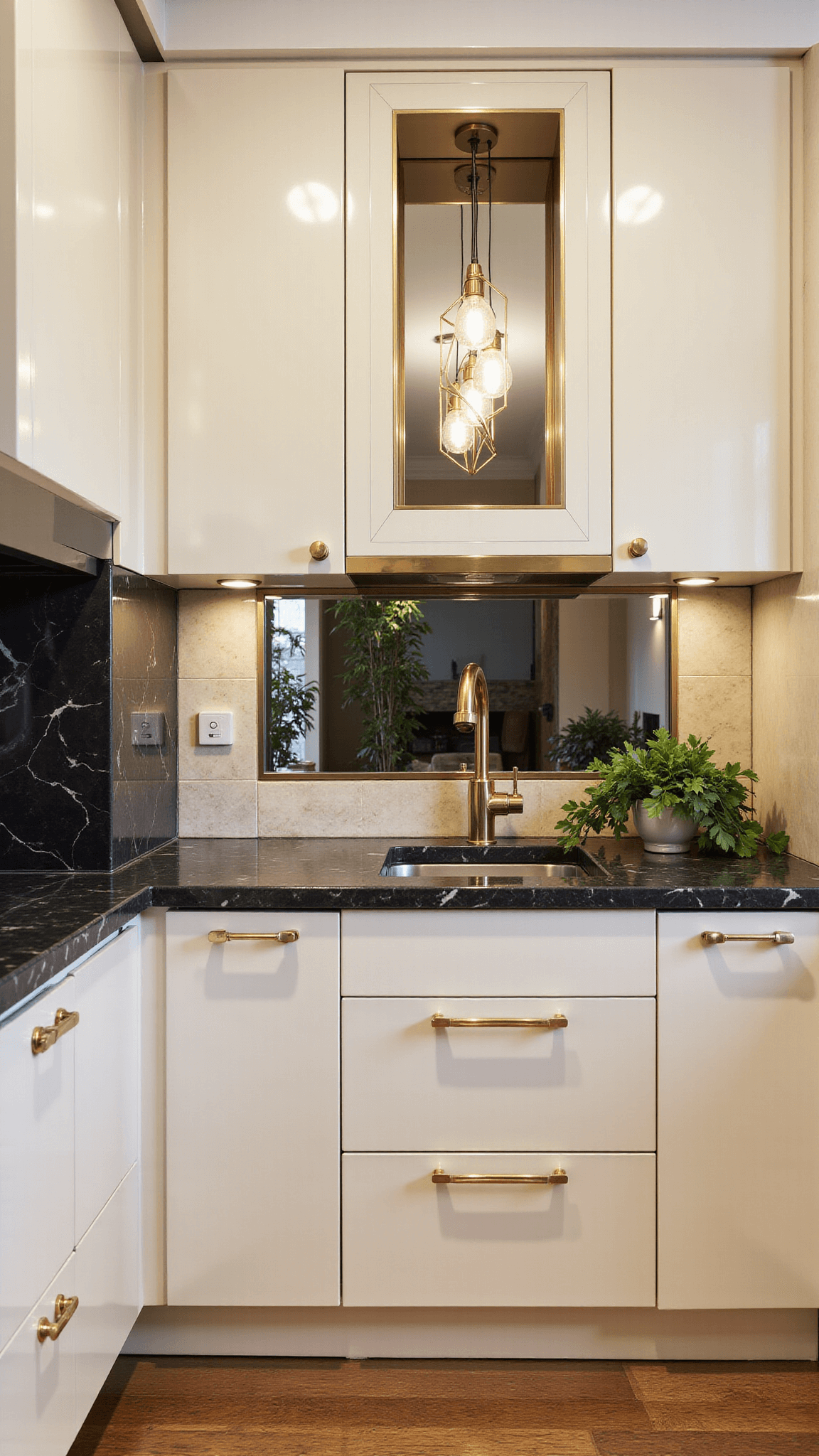 3487art Deco Luxury Kitchen Brass Marble