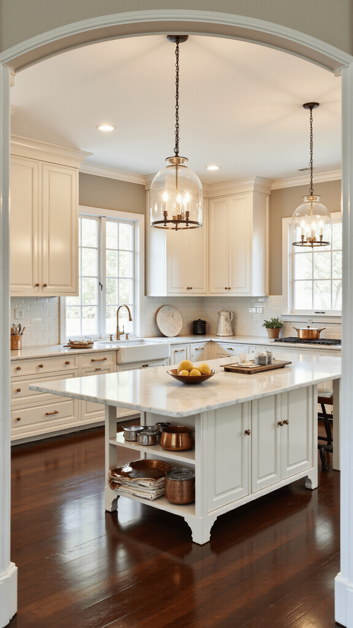 3488elegant White Kitchen Golden Hour