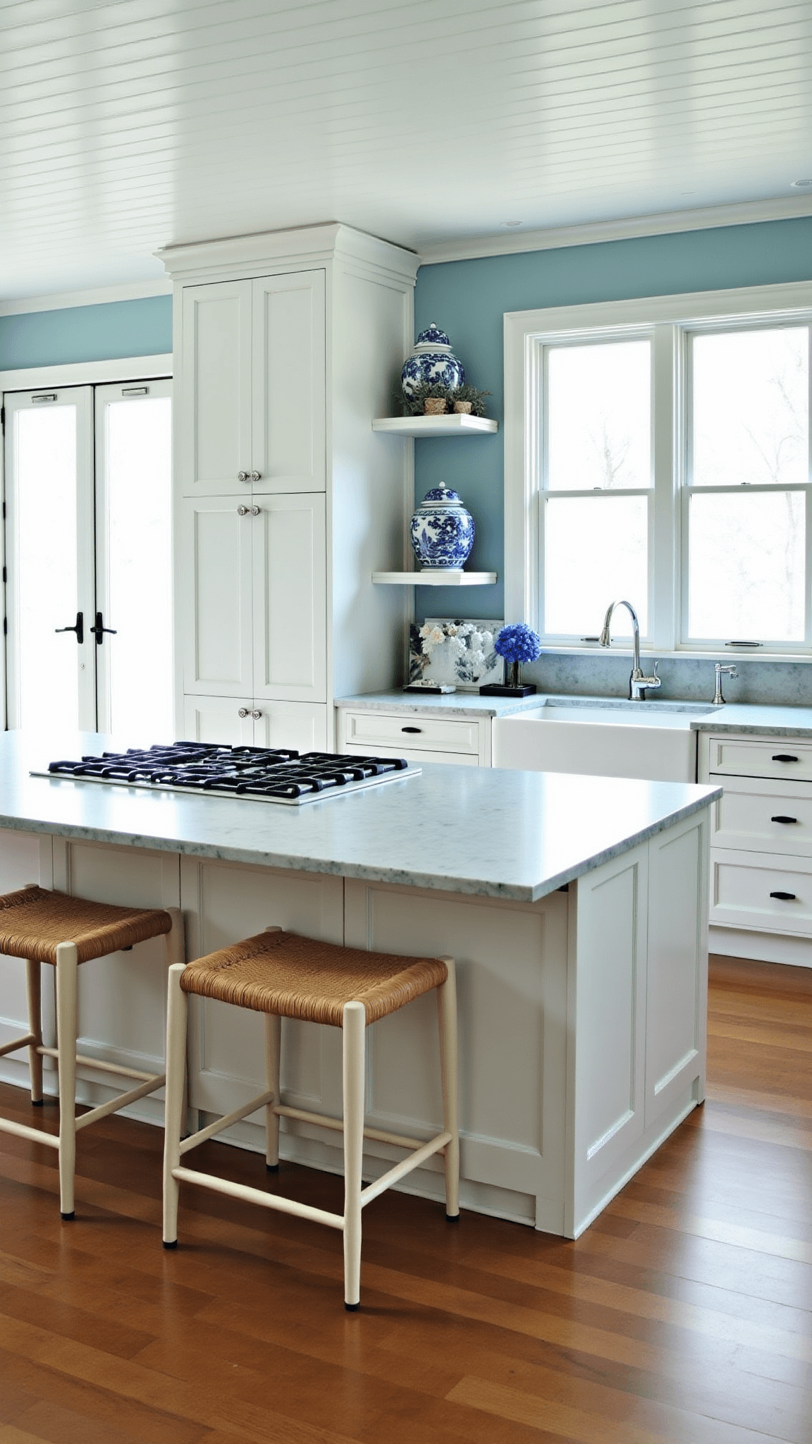 3492coastal White Kitchen Marble Beachhouse