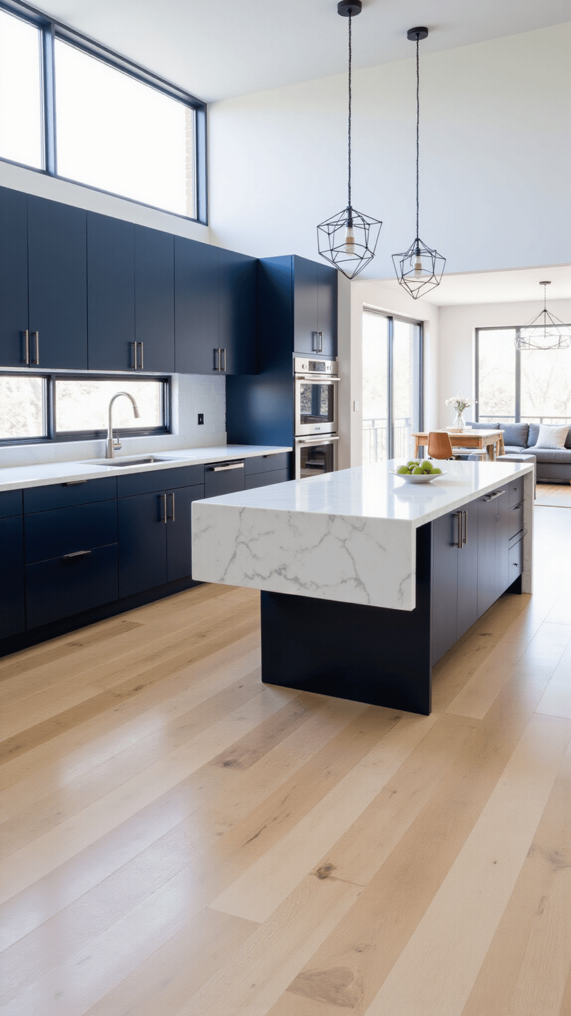 3500navy Open Kitchen Floating Island