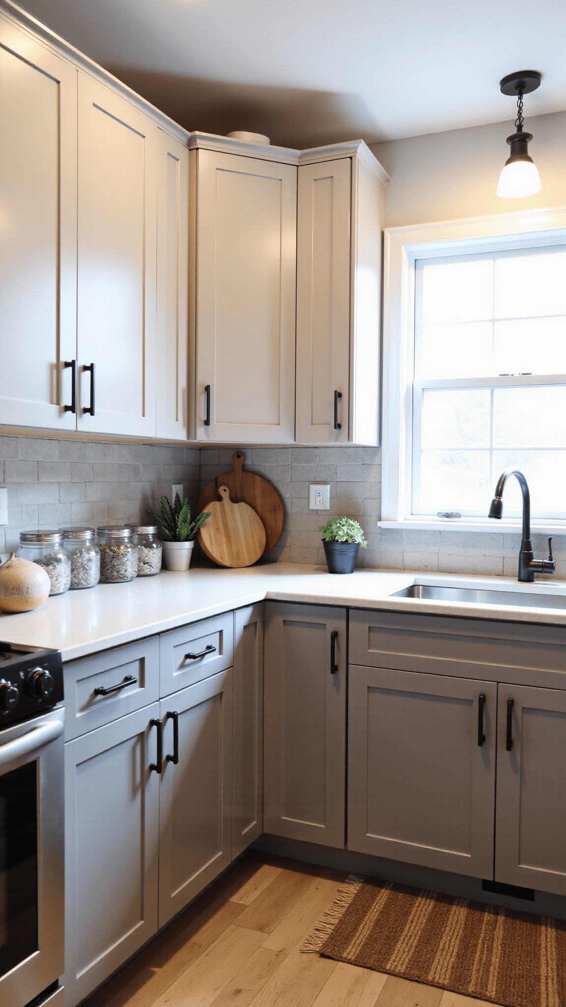 3504modern L Kitchen Taupe Quartz