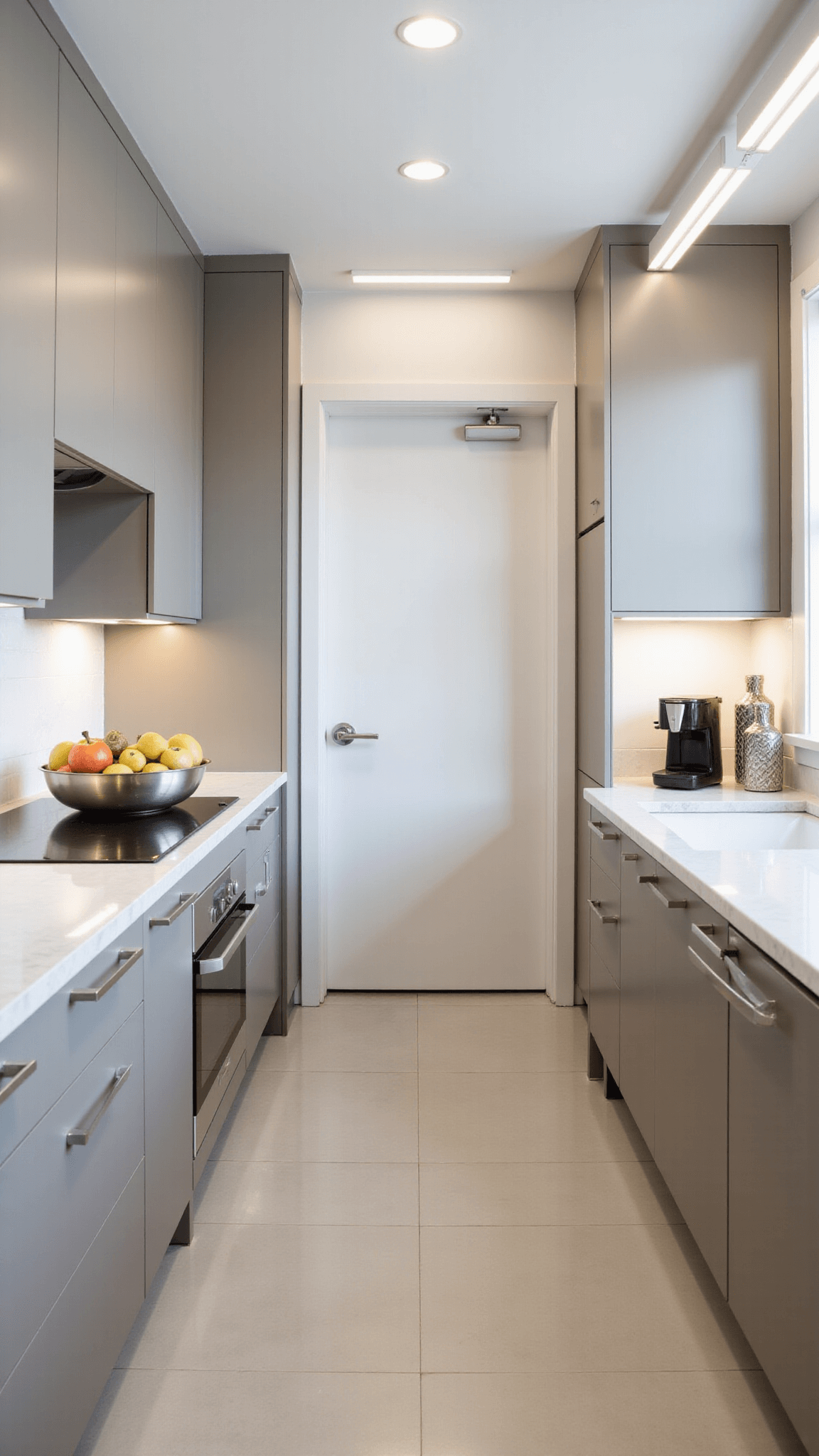 3506modern Galley Kitchen Taupe Cabinets