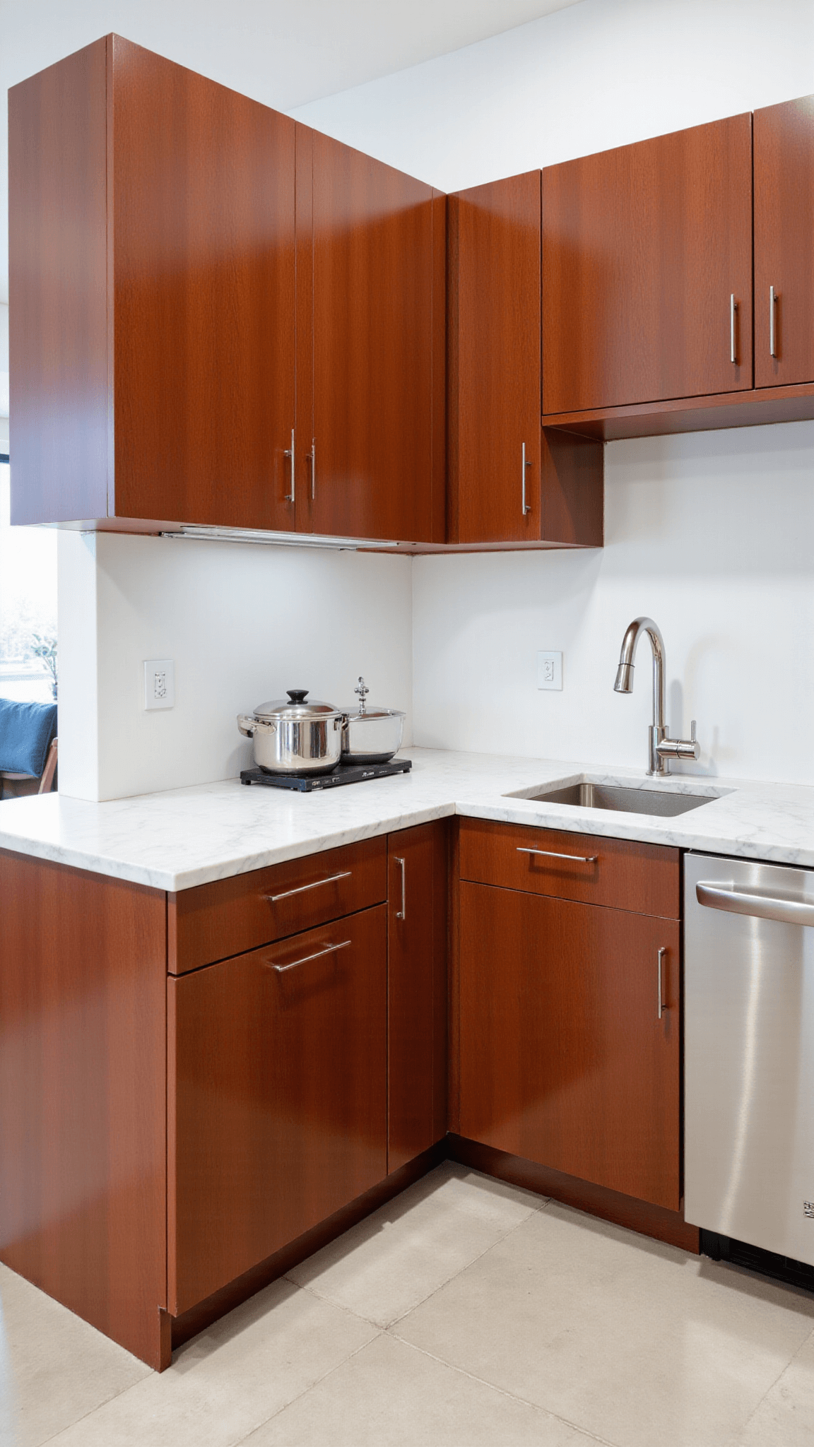 3511modern Open Kitchen Marble Island