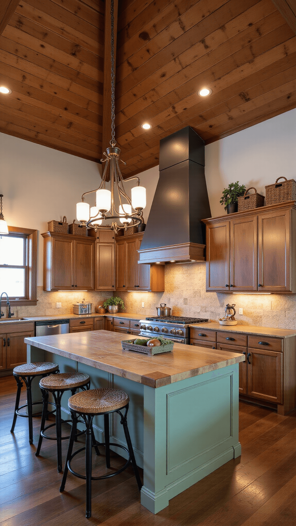 3518rustic Sage Kitchen Vaulted Ceiling