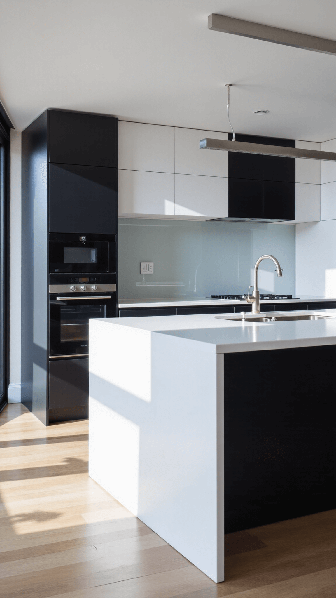3524minimalist Modern Kitchen Waterfall Island