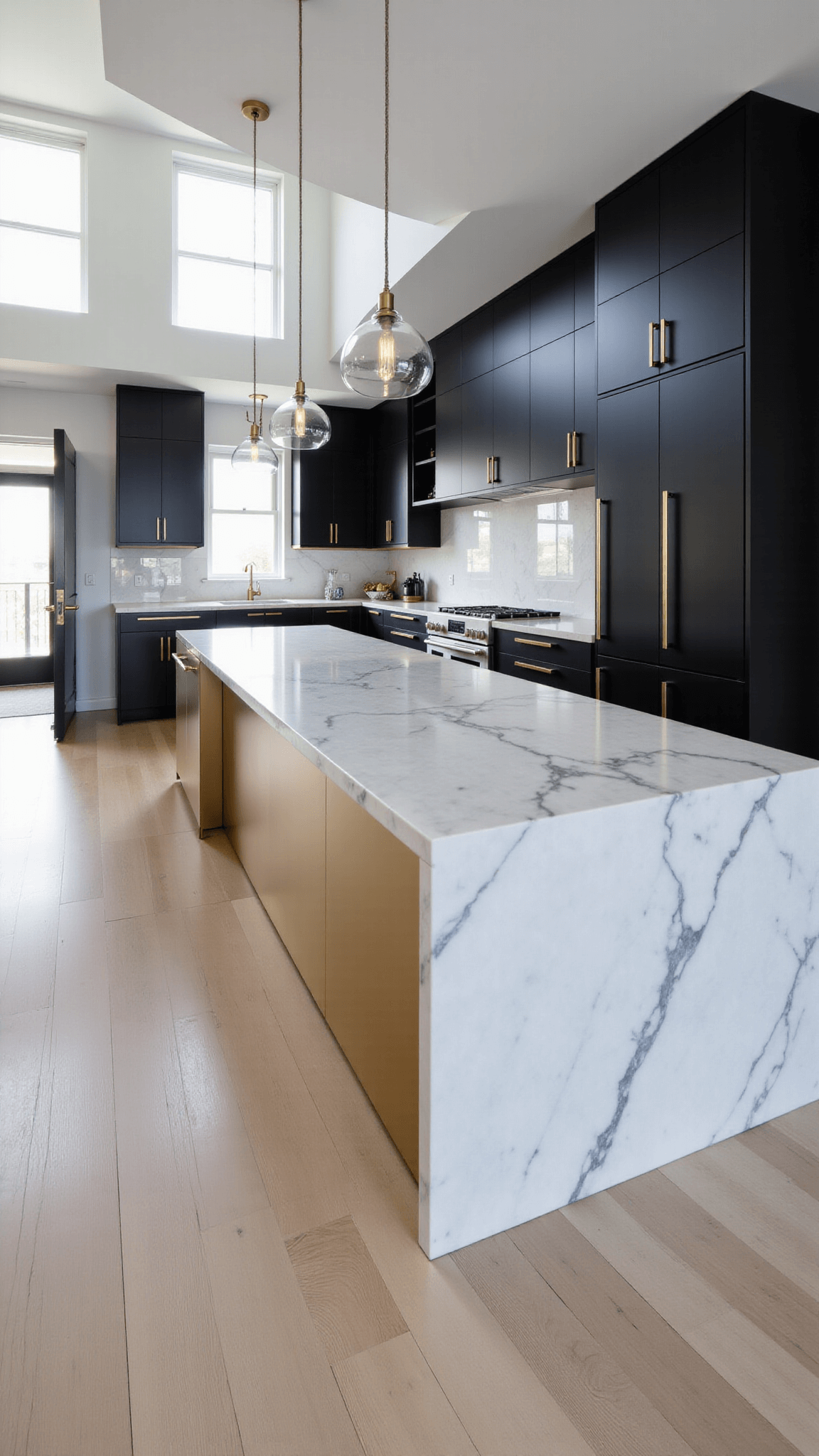 3530modern Luxury Black Gold Kitchen