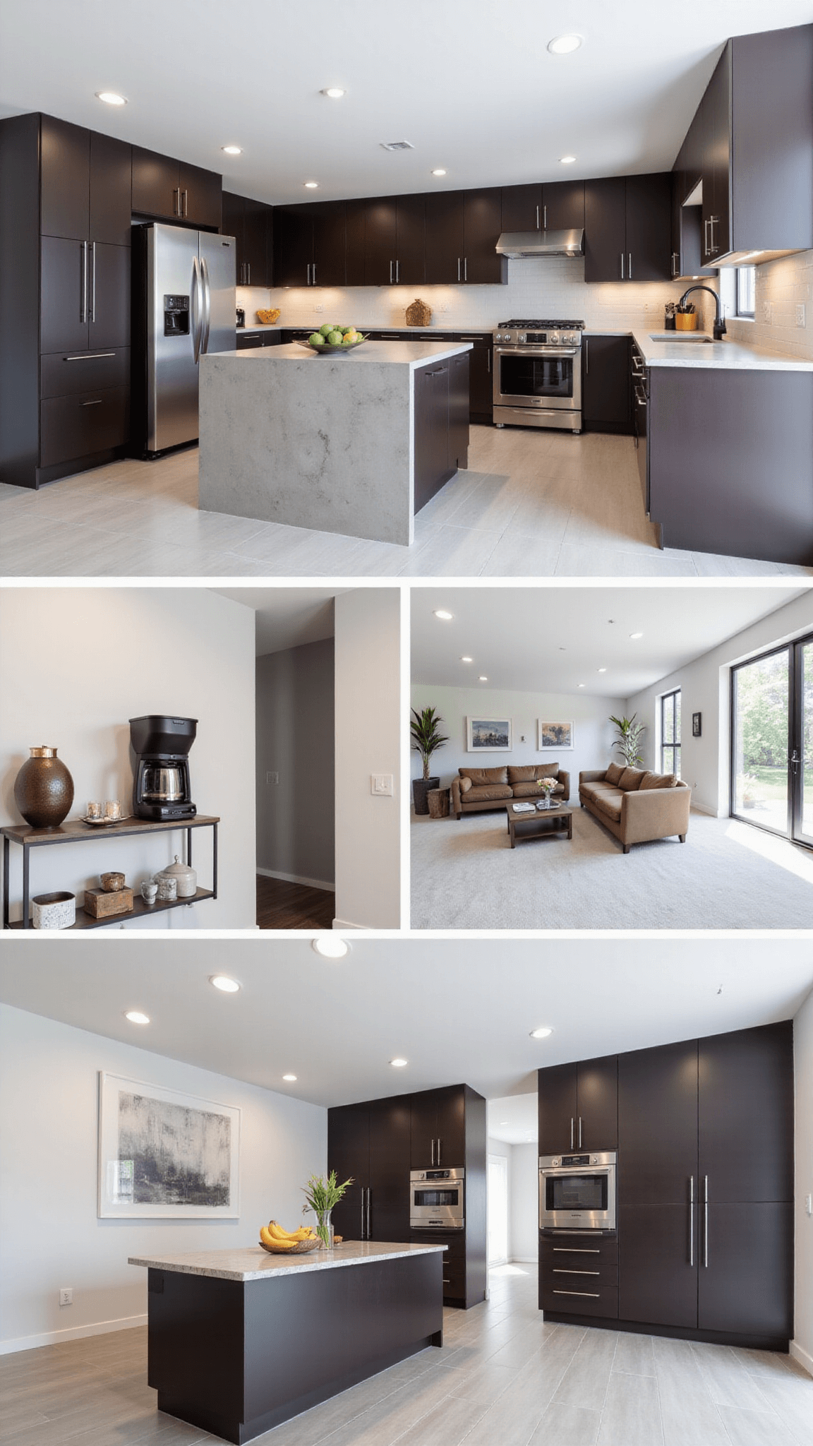 3575modern Open Kitchen Concrete Espresso