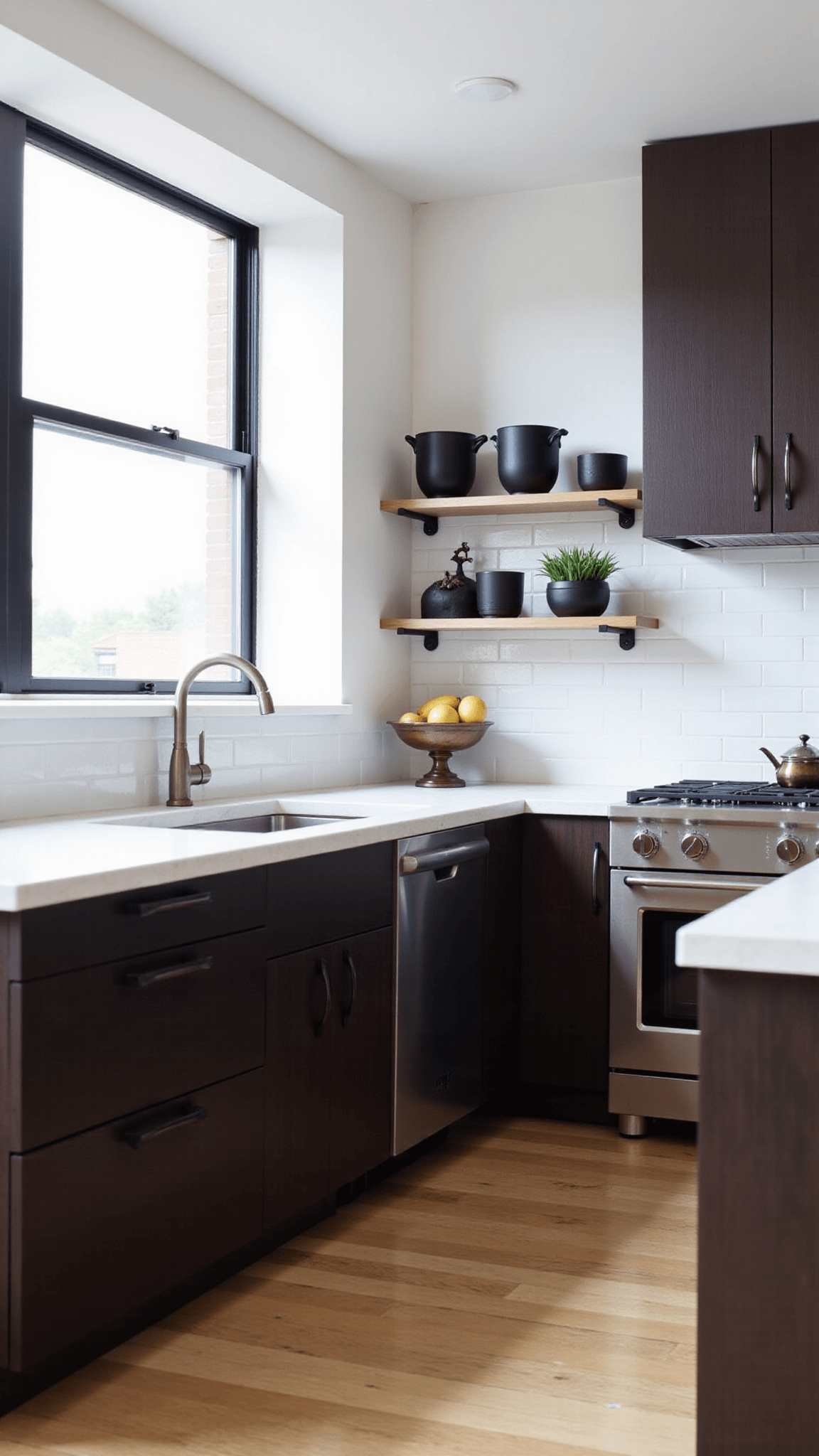 3577modern Urban Loft Kitchen Espresso White