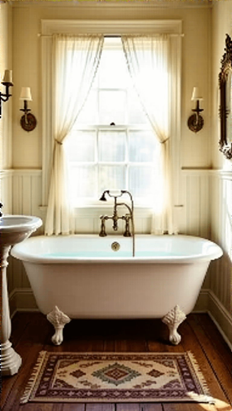 3773vintage Sunlit Clawfoot Bathroom
