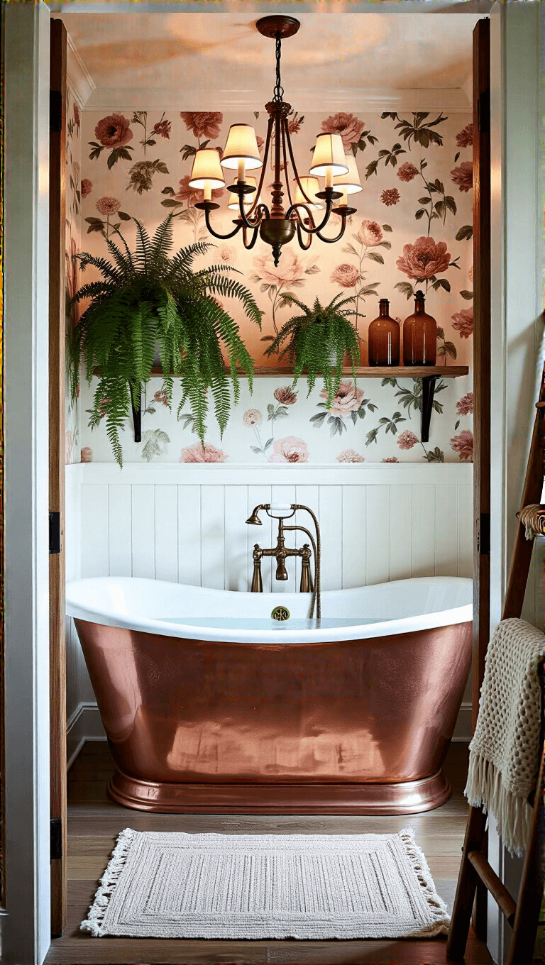 3775vintage Copper Tub Dusk Bathroom