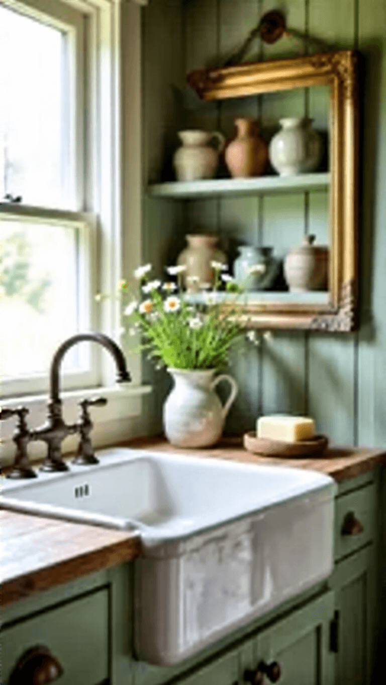 3778cottage Vanity Sage Vintage
