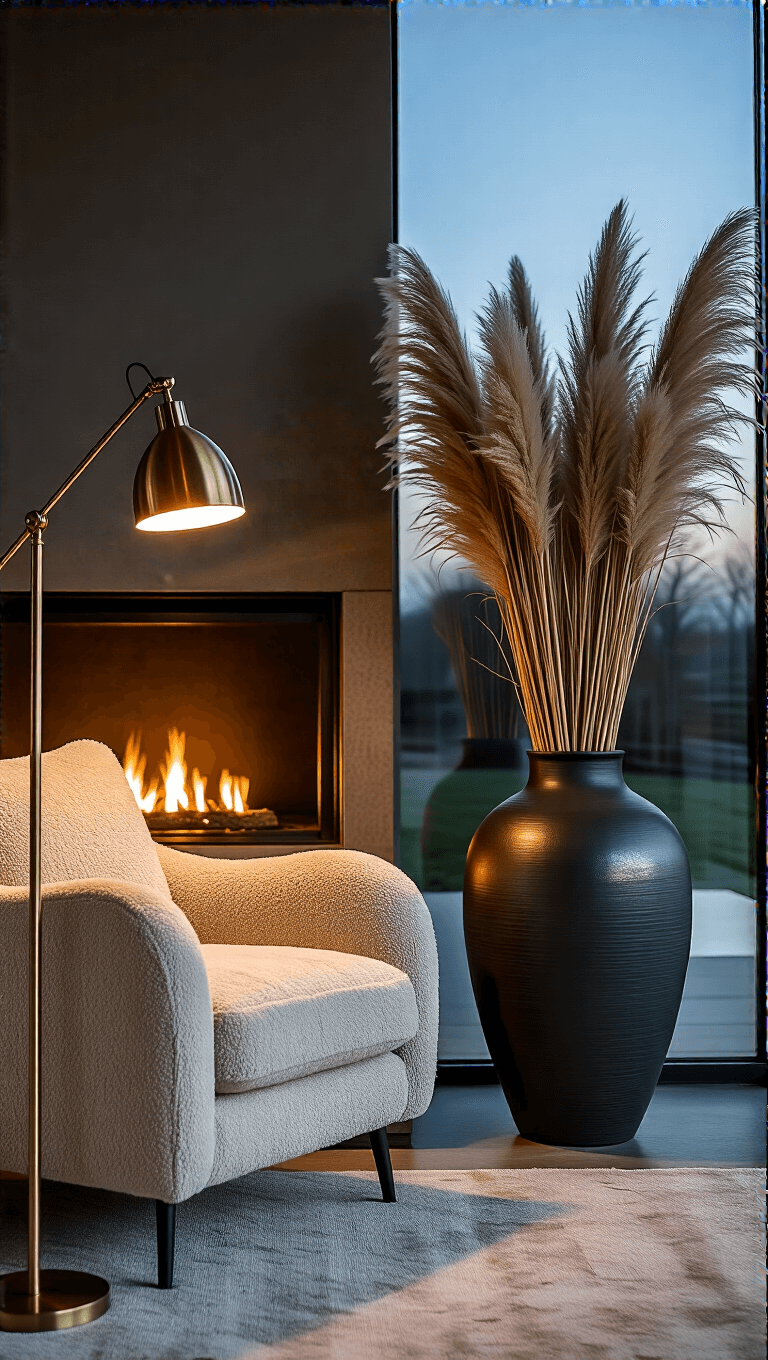 3845modern Twilight Living Space Vase Pampas