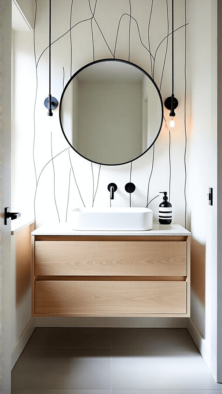 3896scandinavian Minimal Bath Line Art