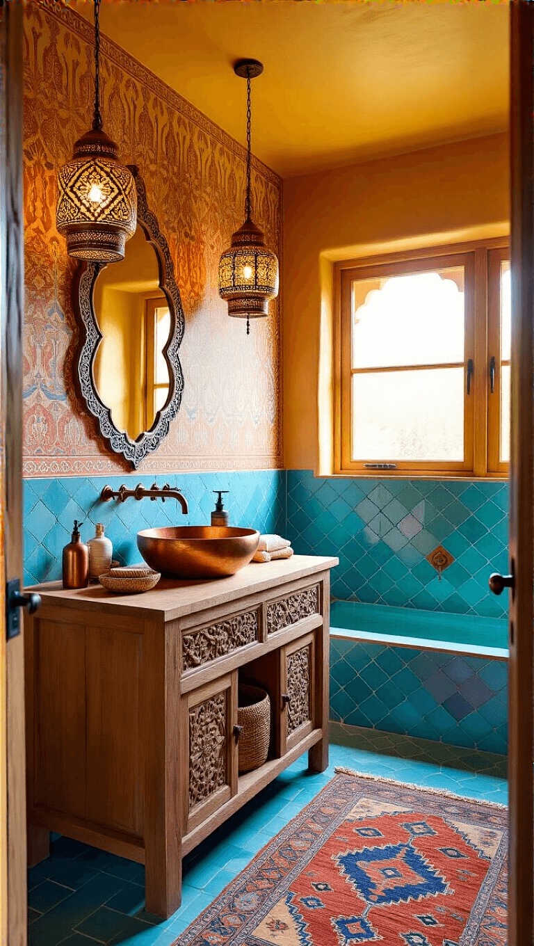 3897bohemian Moroccan Bathroom Golden Hour
